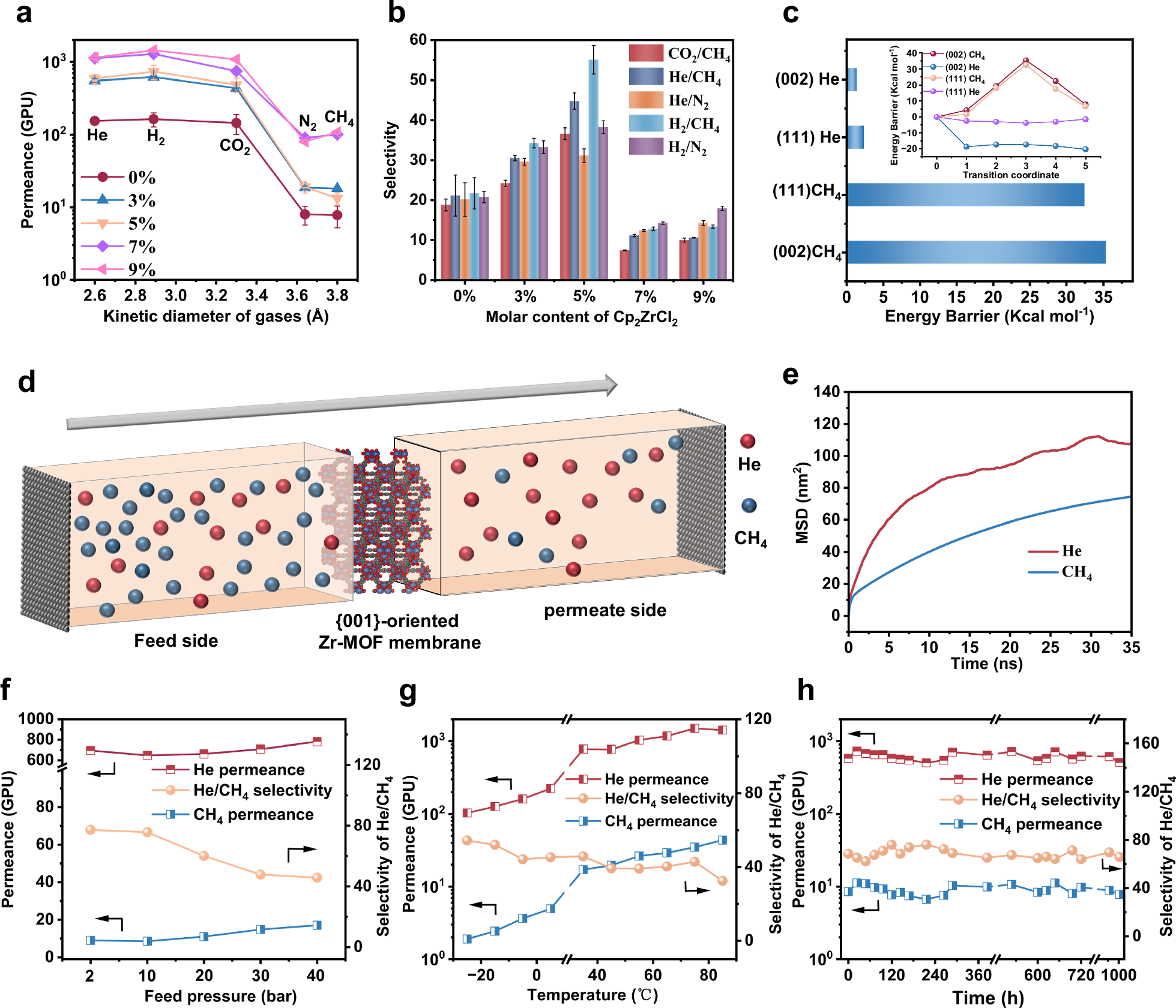 Fig. 3: Gas permeation performance.