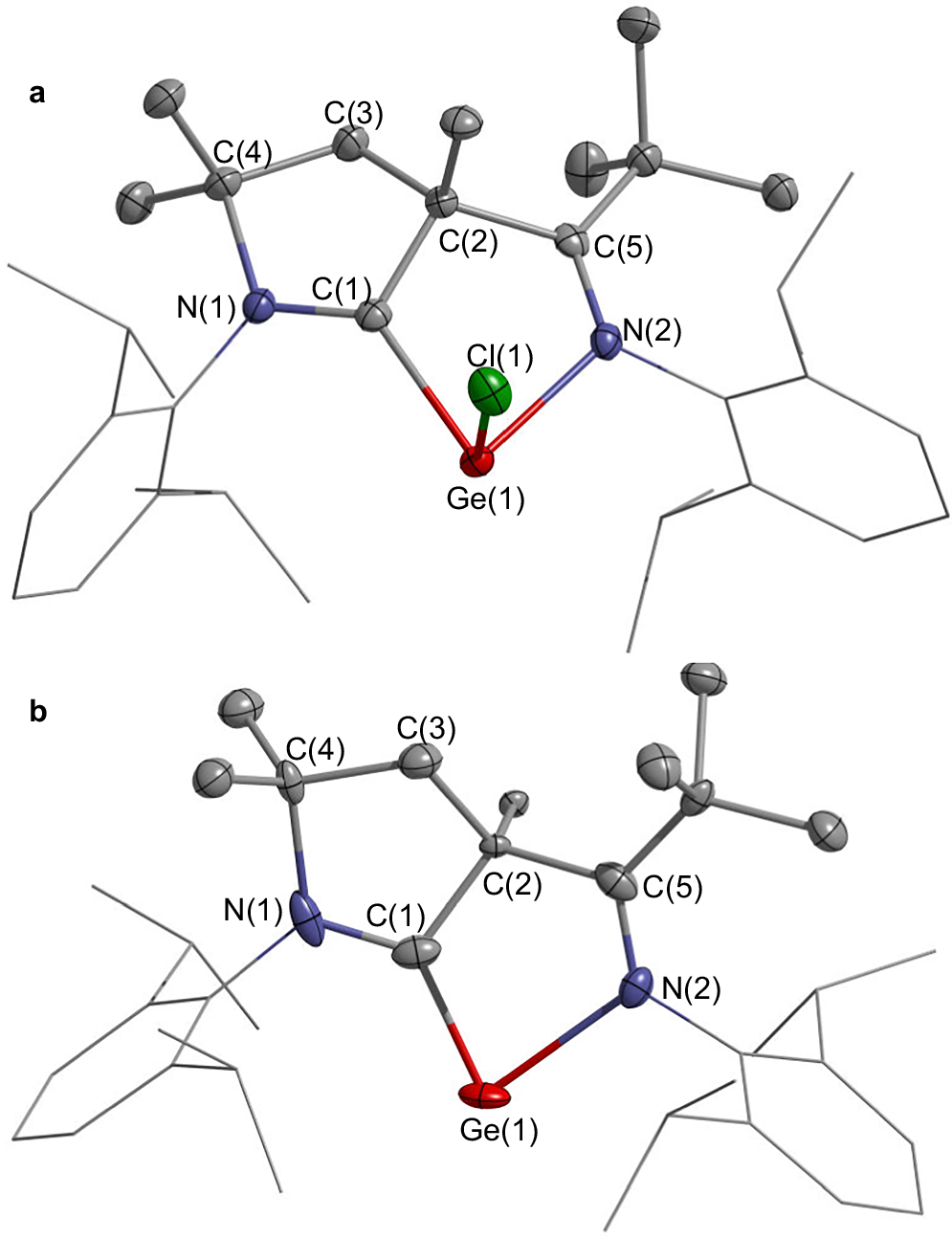Fig. 3: Solid-state structures of 2 and 3.