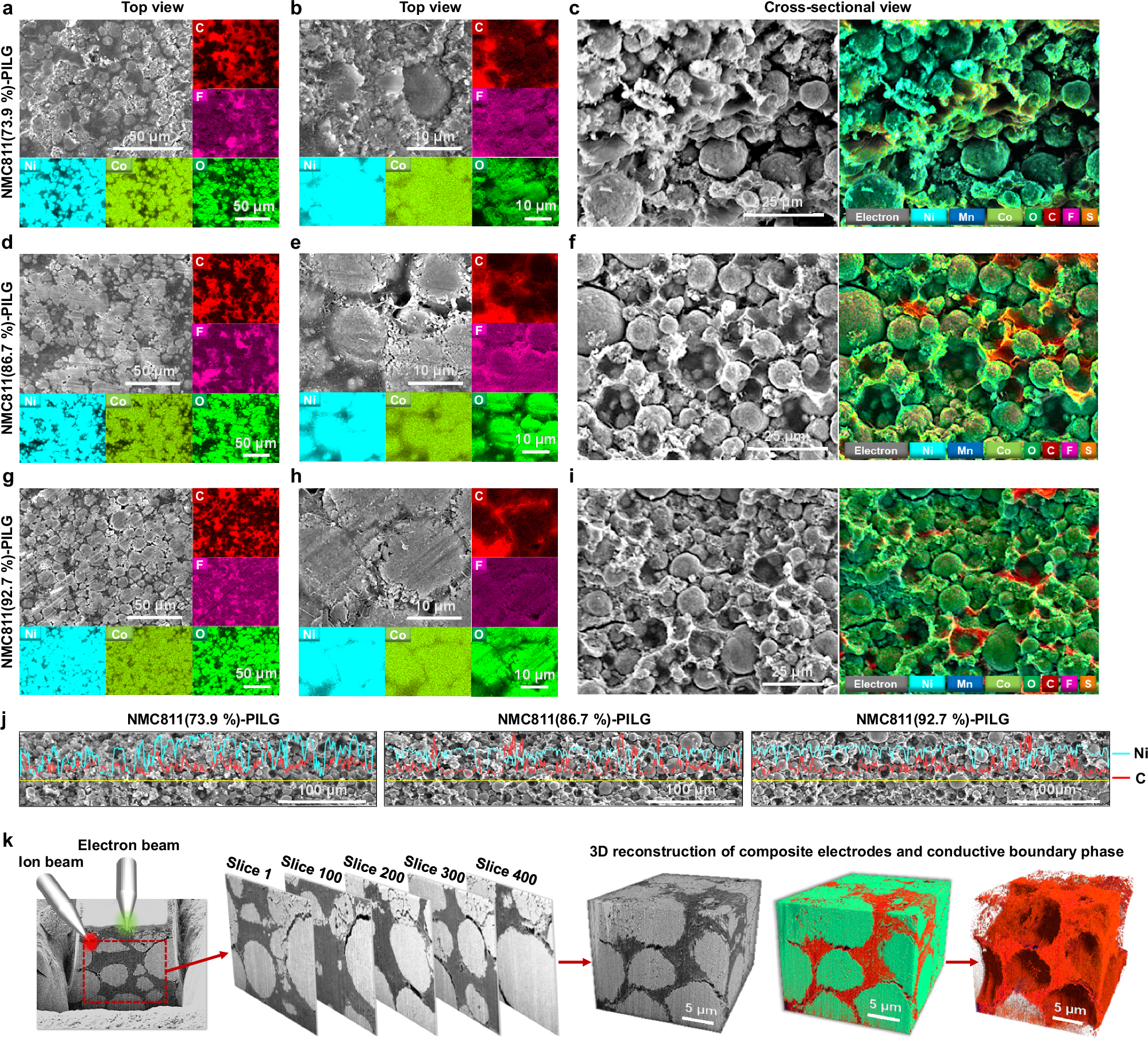 Fig. 3: Morphological and compositional characterizations of composites densified via transient liquid-assisted processing.