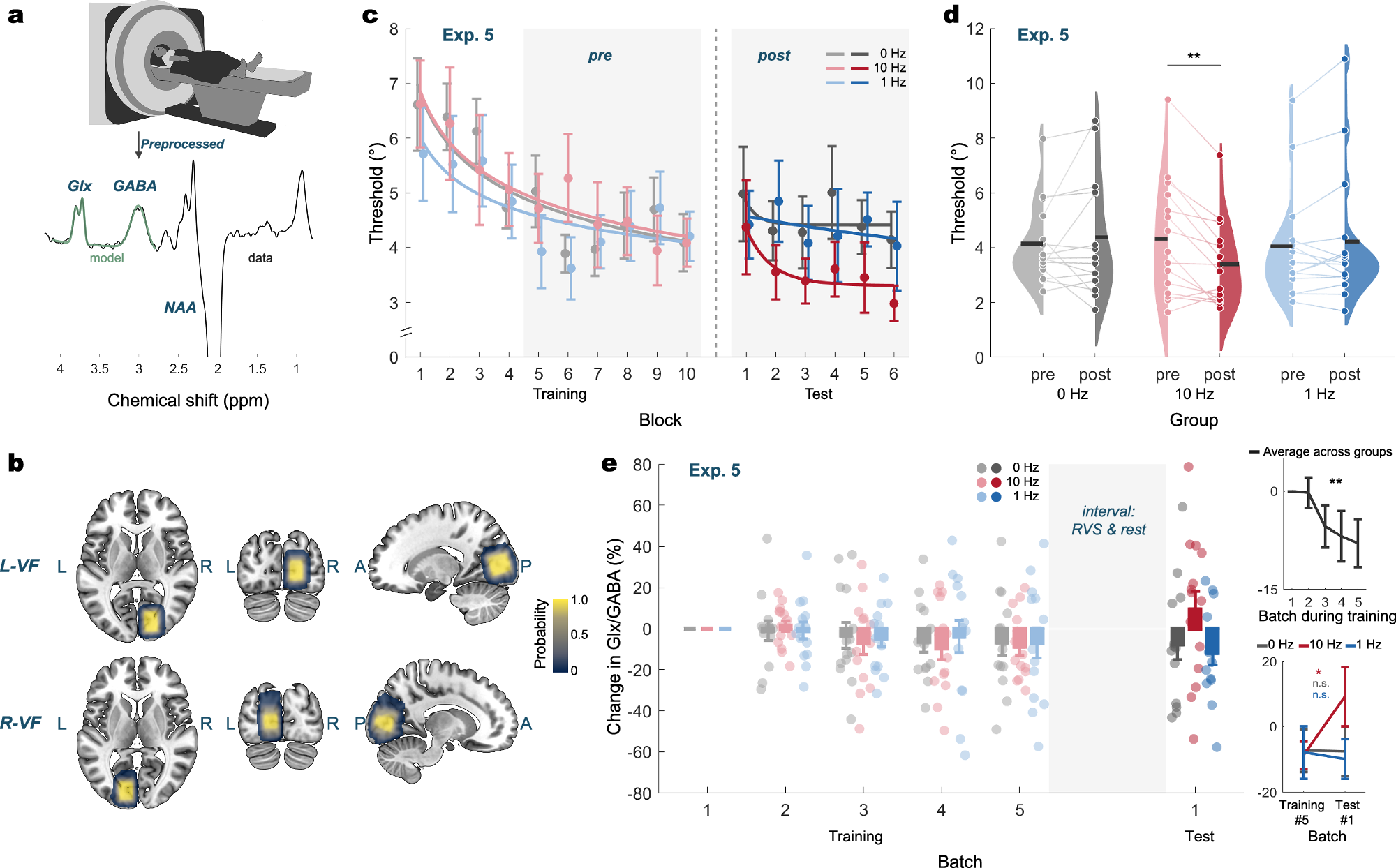 Fig. 3: Experiment 5: 10-Hz RVS increases neural excitation in the visual cortex.