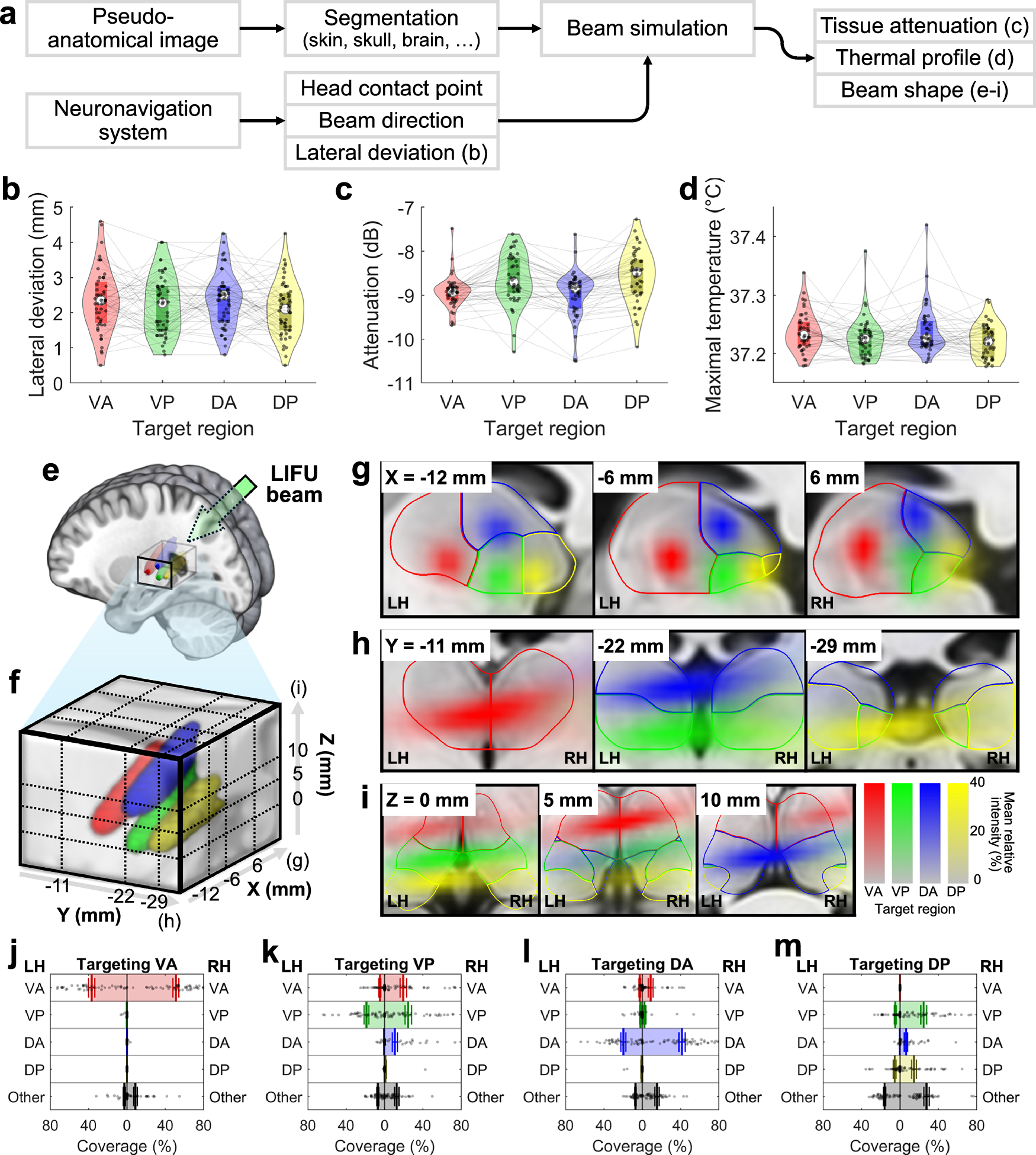 Fig. 2: Post-hoc LIFU beam analysis and targeting accuracy.