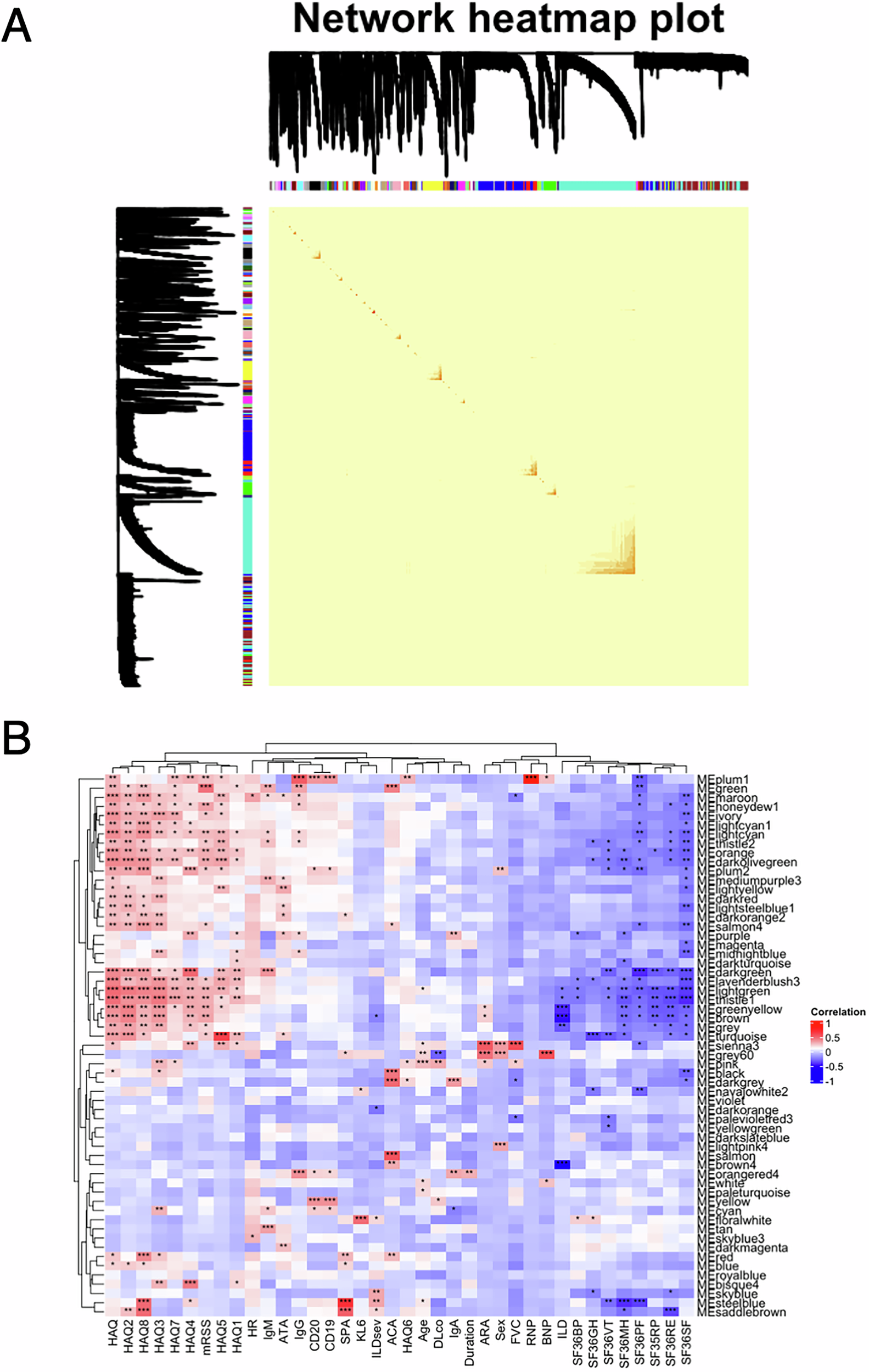 Fig. 5: Weighted correlation network analysis.