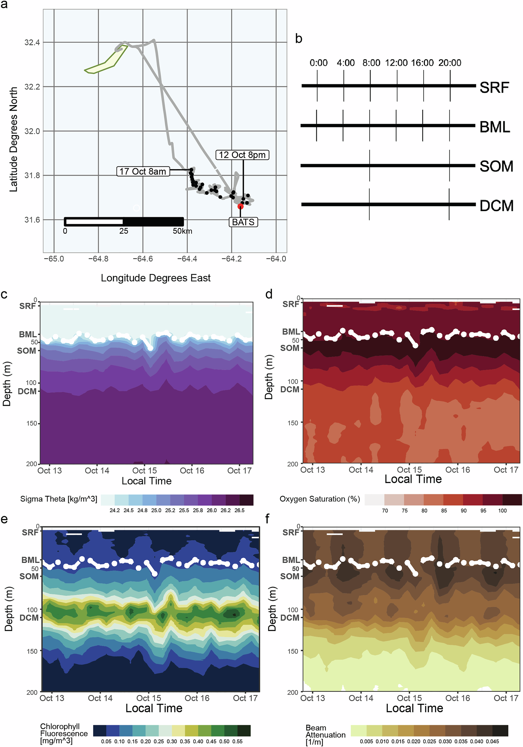 Fig. 1: Depth resolved diel sampling during the 2019 fall cruise at BATS.