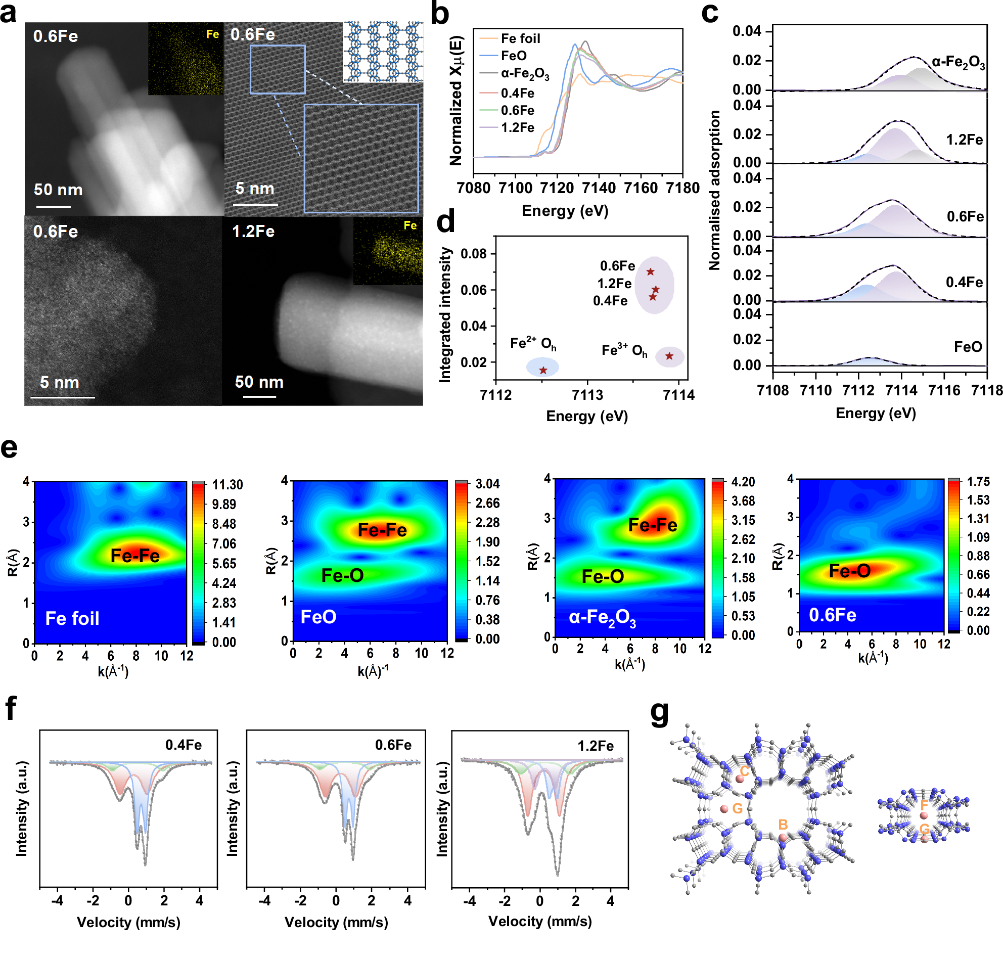 Fig. 1: The geometric configurations and atomic compositions of Fe sites in FER zeolite.