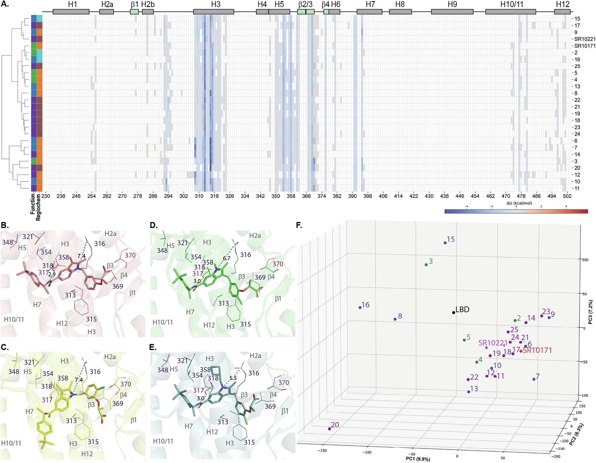 Fig. 4: MDS revealed ligand-induced conformational ensembles of PPARγ-LBD.