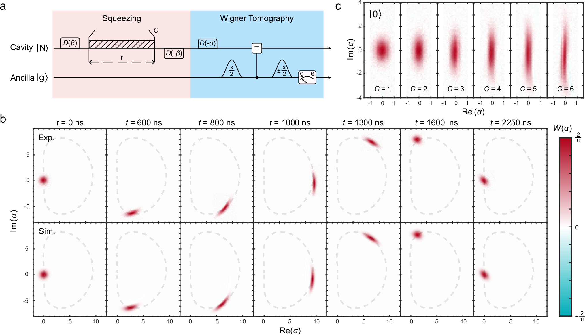 Fig. 2: Cyclic squeezing evolution with a detuned drive on the Kerr nonlinear oscillator for generating squeezed vacuum states.
