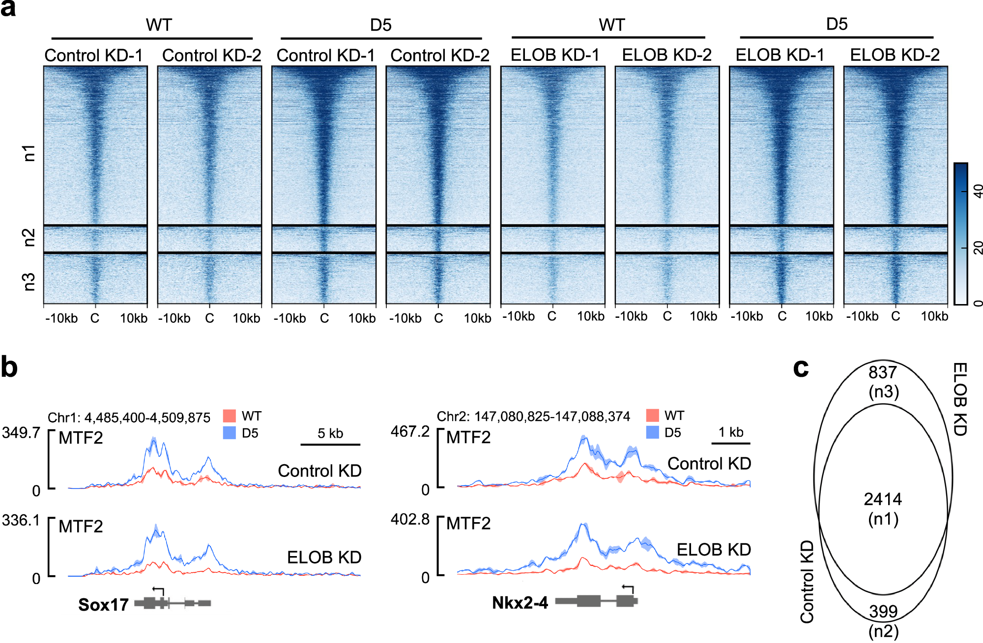 Fig. 6: Limited role of Elongin BC in restricting PRC2.1 targeting by EPOP in EpiLCs.