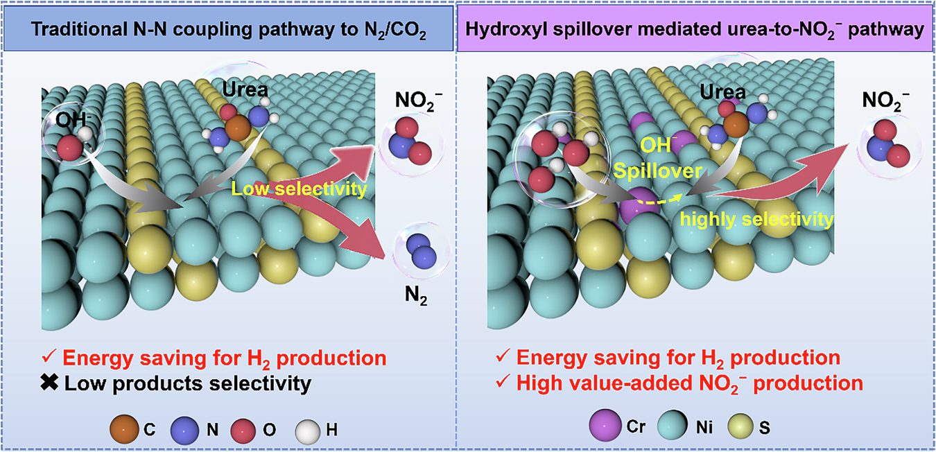 Fig. 1: Schematic illustration of the UOR mechanism for Cr-Ni3S2 and Ni3S2.
