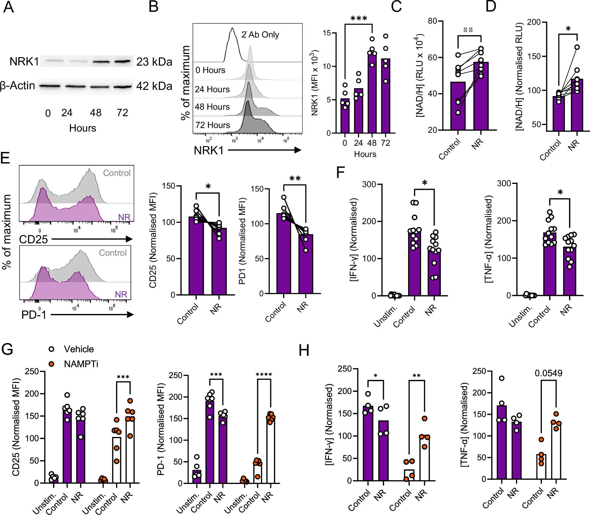 Fig. 1: NRK1 is upregulated in stimulated CD4+ T cells and NR suppresses their activation and function.