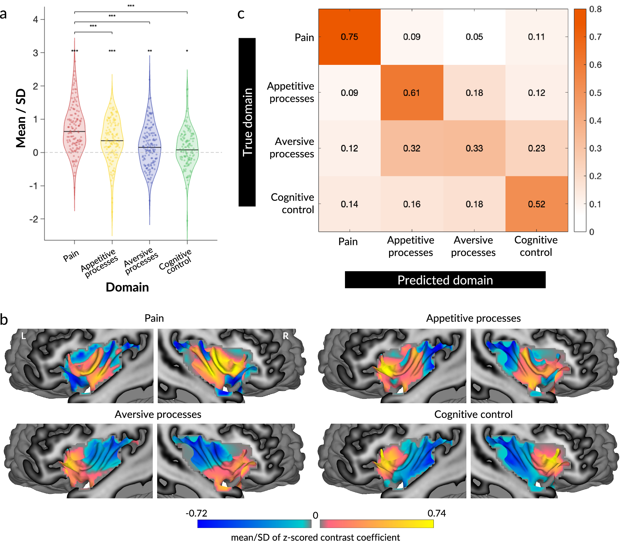 Convergent and selective representations of pain, appetitive