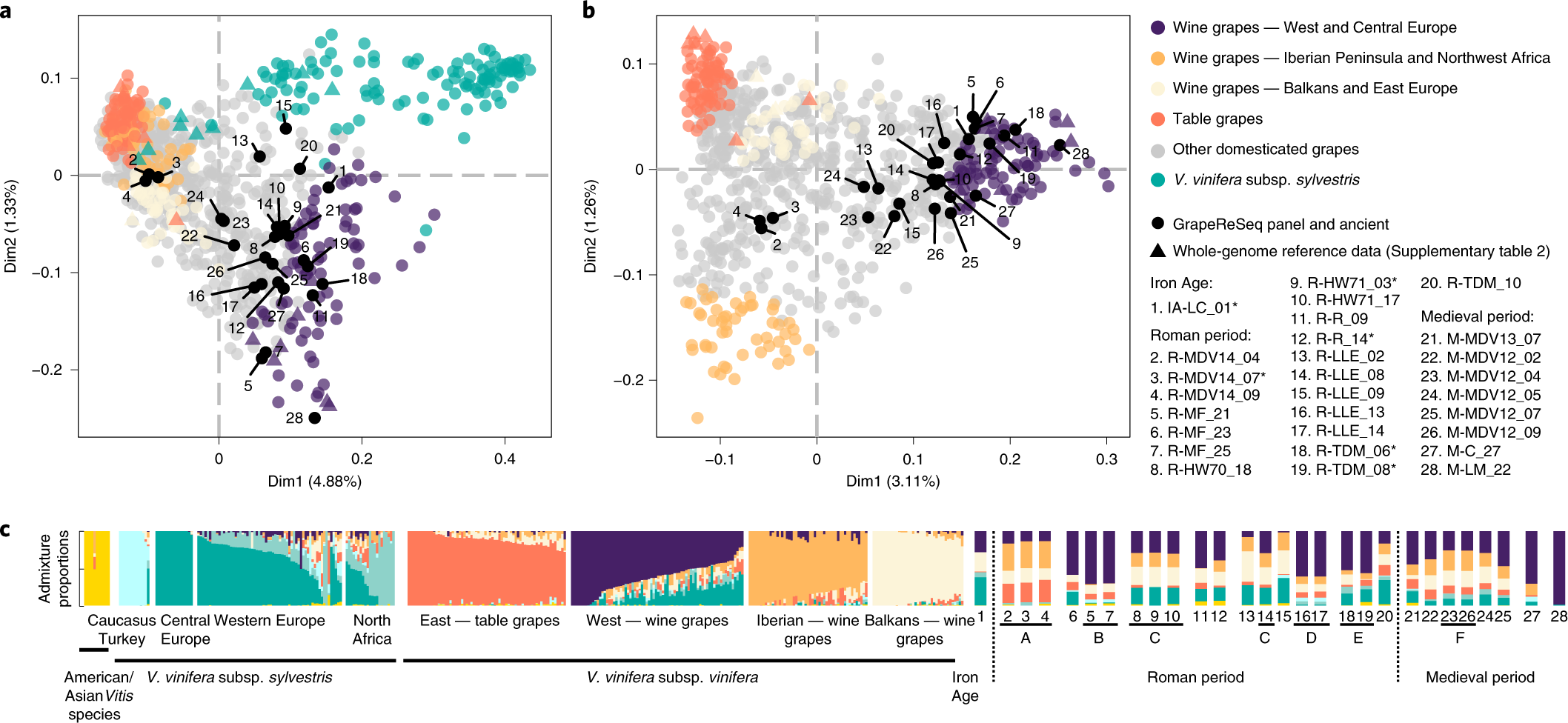 Palaeogenomic insights into the origins of French grapevine diversity |  Nature Plants