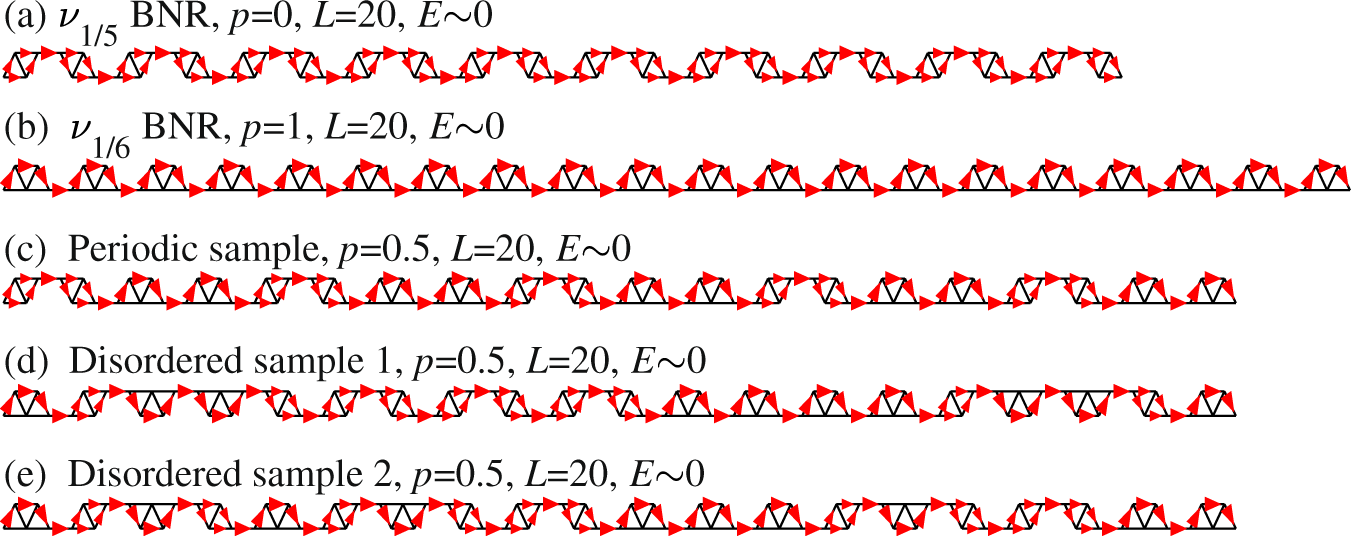 Fig. 4: Spatial distributions of bond currents at the resonant energy of E ~ 0 for different BNRs with various arrangement of (2,2) and (2,3) chains in the CSR.