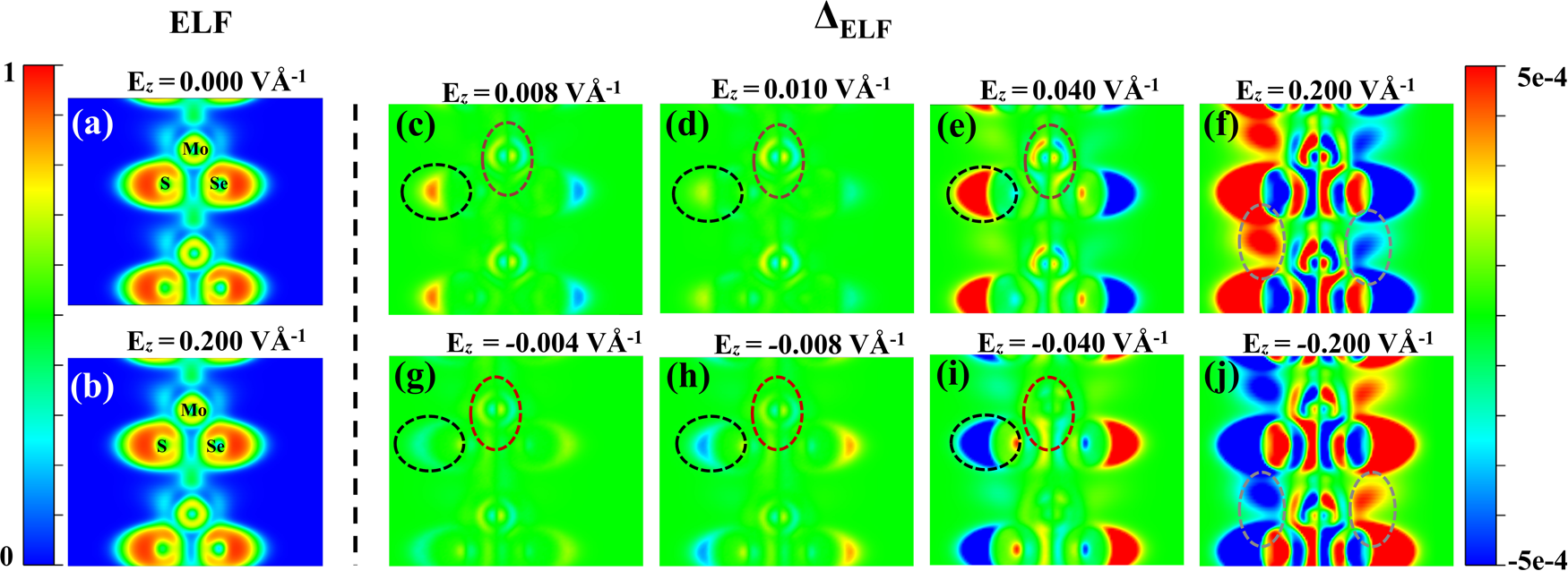 Fig. 5: The comparison of electron localization function (ELF) and the differential ELF (ΔELF).