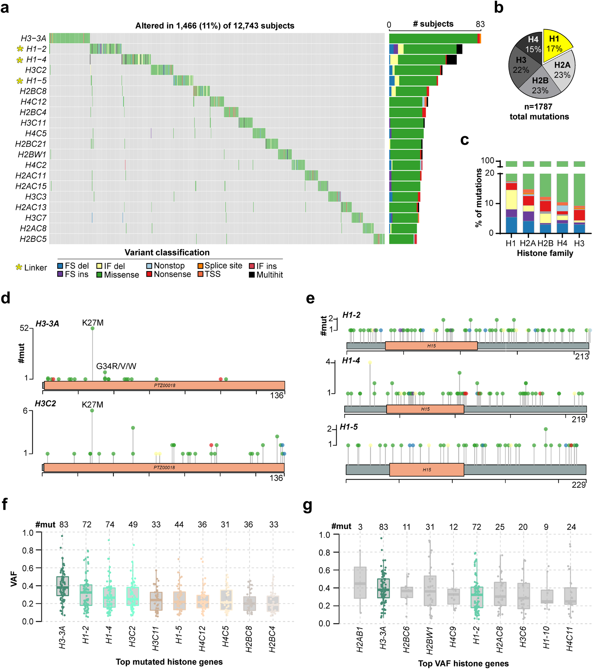 Pan-cancer atlas of somatic core and linker histone mutations