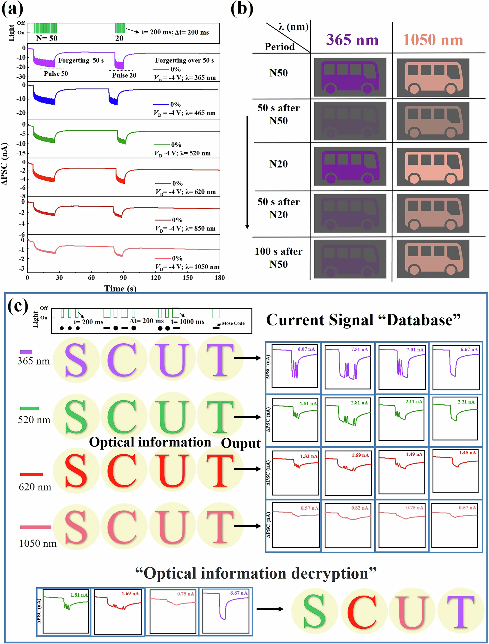 Fig. 6: Learning-forgetting-relearning” behavior under light stimulations and potential applications in artificial vision systems of the s-OOSTs.