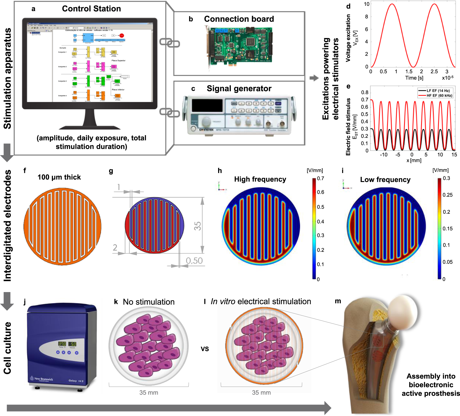 Capacitive interdigitated system of high osteoinductive/conductive