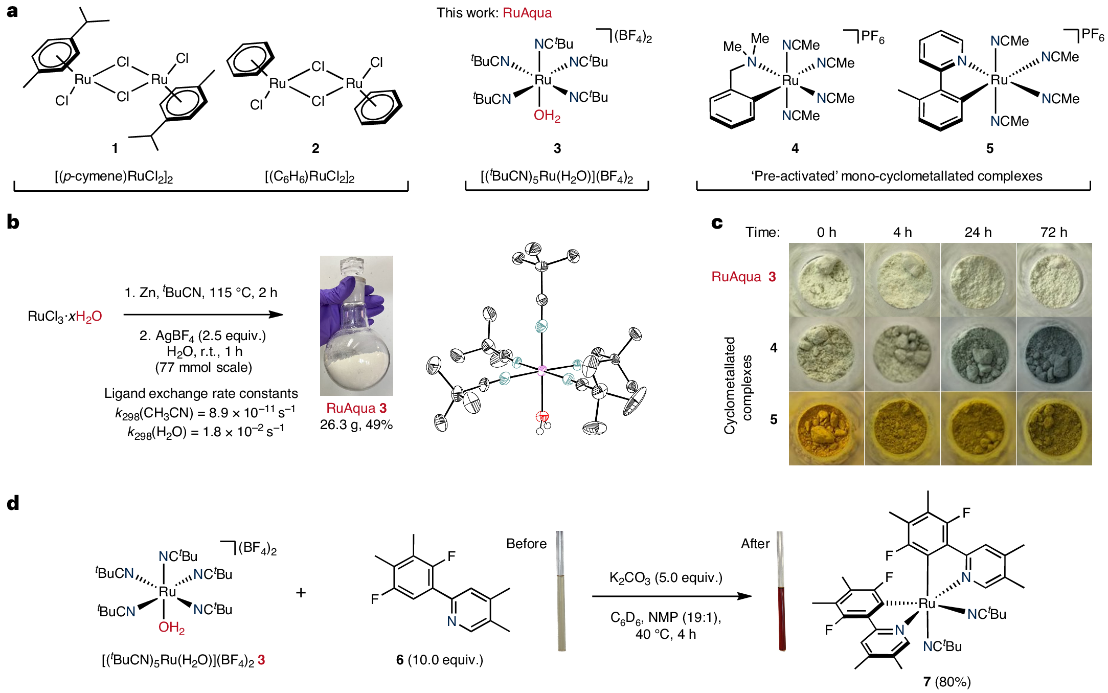 Fig. 1: Design and synthesis of an air- and moisture-stable ruthenium(II) precatalyst.