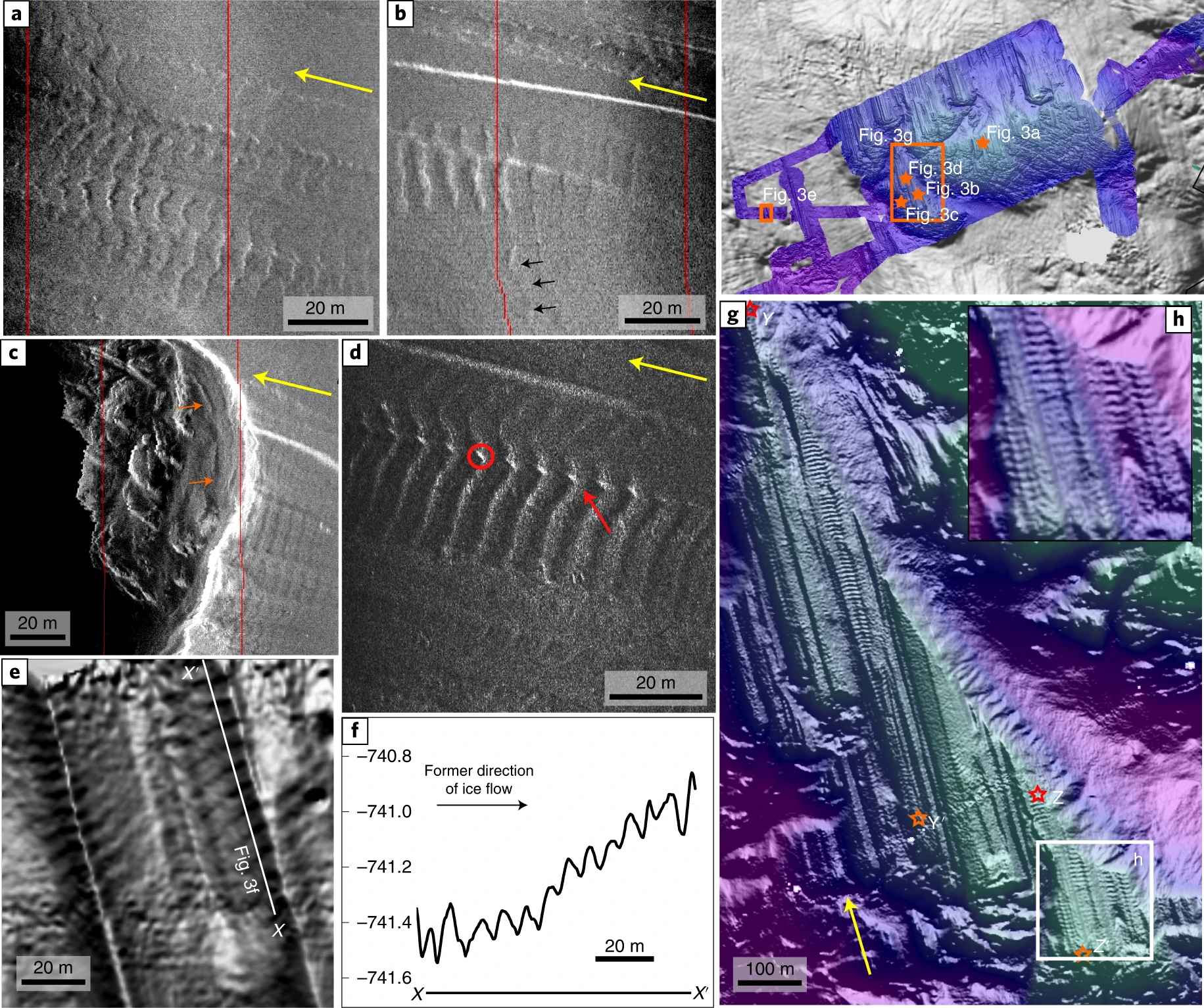 The image is a collage of pictures showing renderings of the sea floor, with regular 