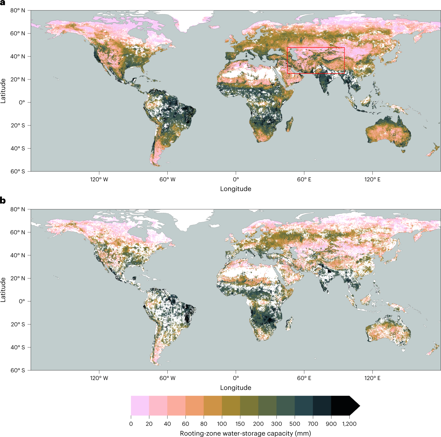 Global patterns of water storage in the rooting zones of vegetation |  Nature Geoscience