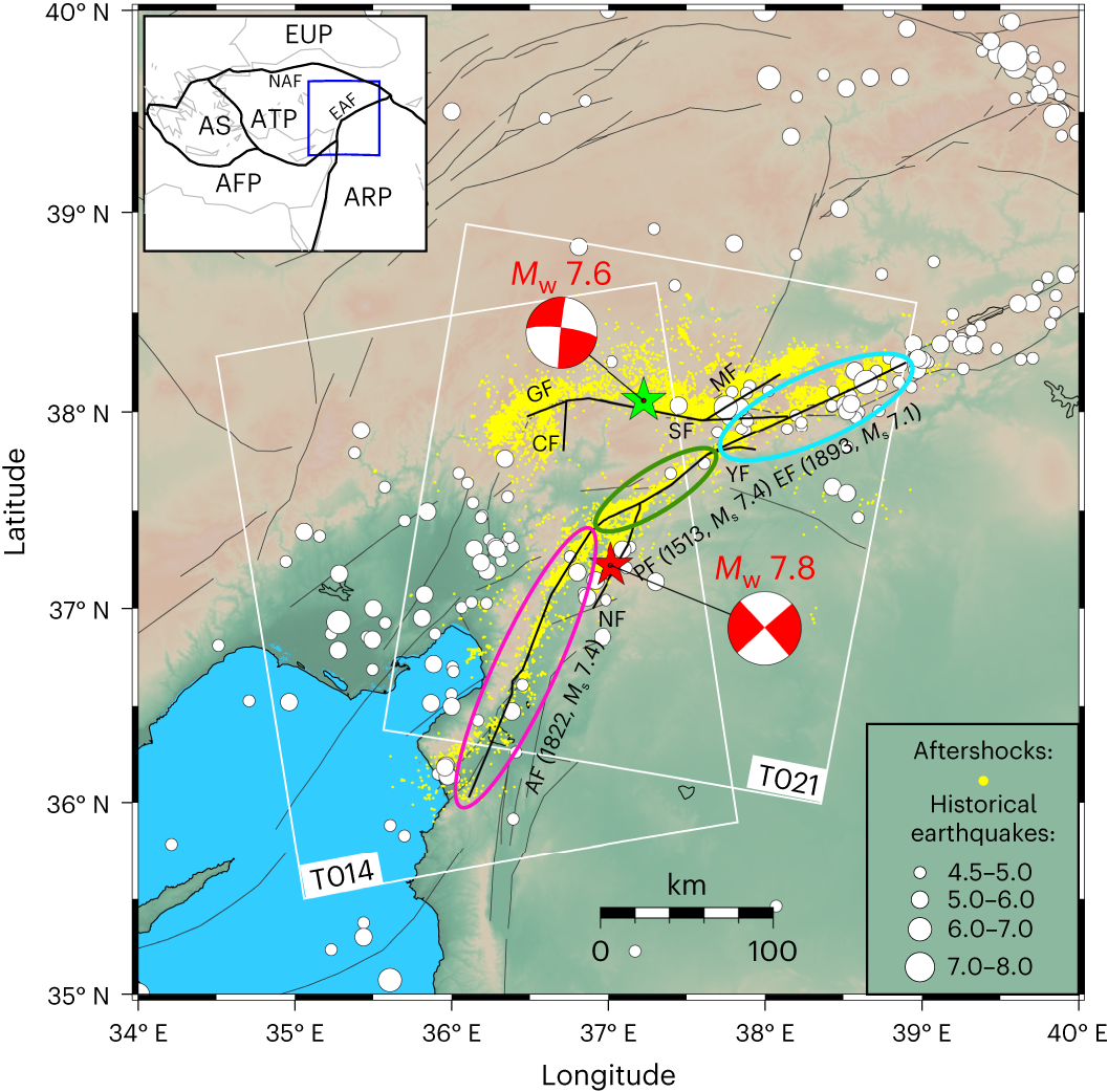 Geometric controls on cascading rupture of the 2023 Kahramanmaraş earthquake  doublet | Nature Geoscience