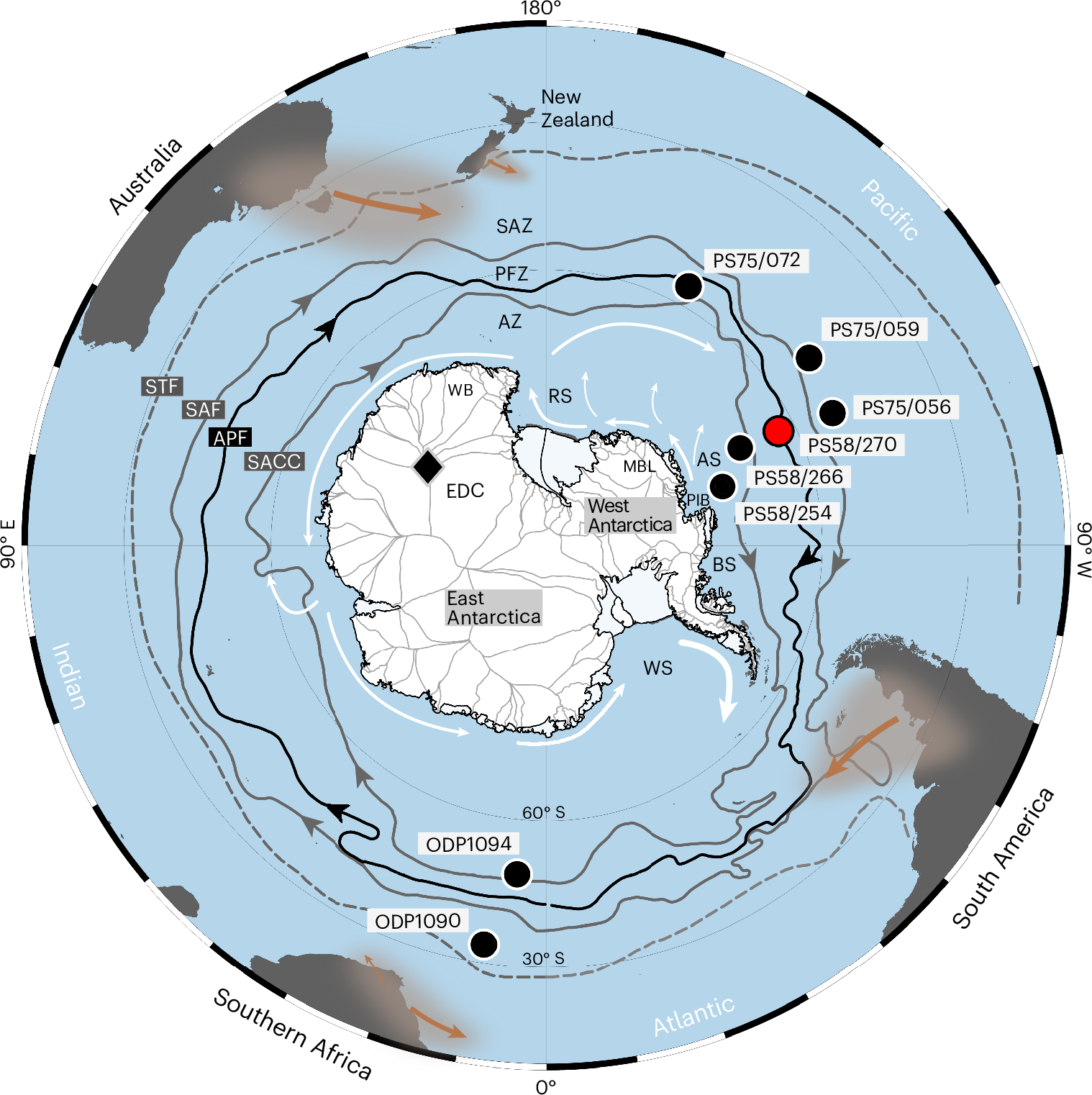 Fig. 1: Map of the Southern Ocean.