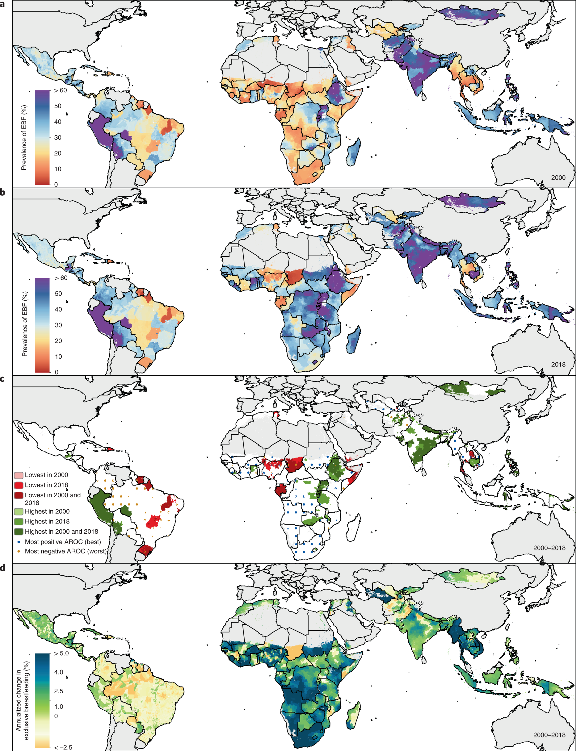 Mapping inequalities in exclusive breastfeeding in low- and middle-income  countries, 2000–2018