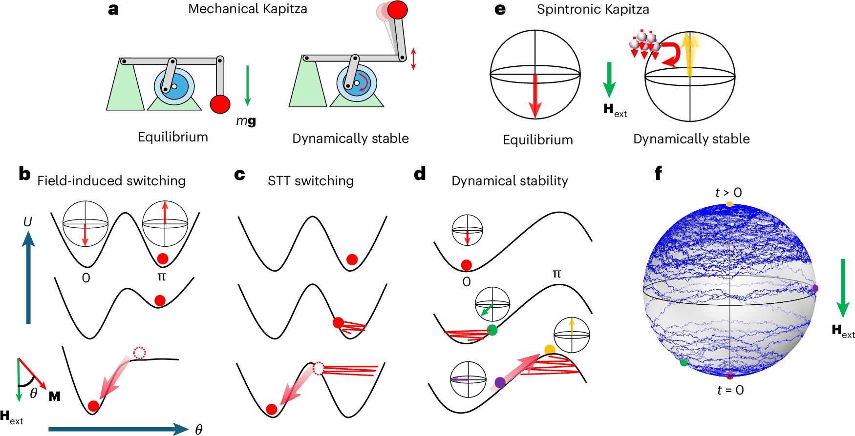 Fig. 1: Dynamical stability of the spintronic Kapitza pendulum.