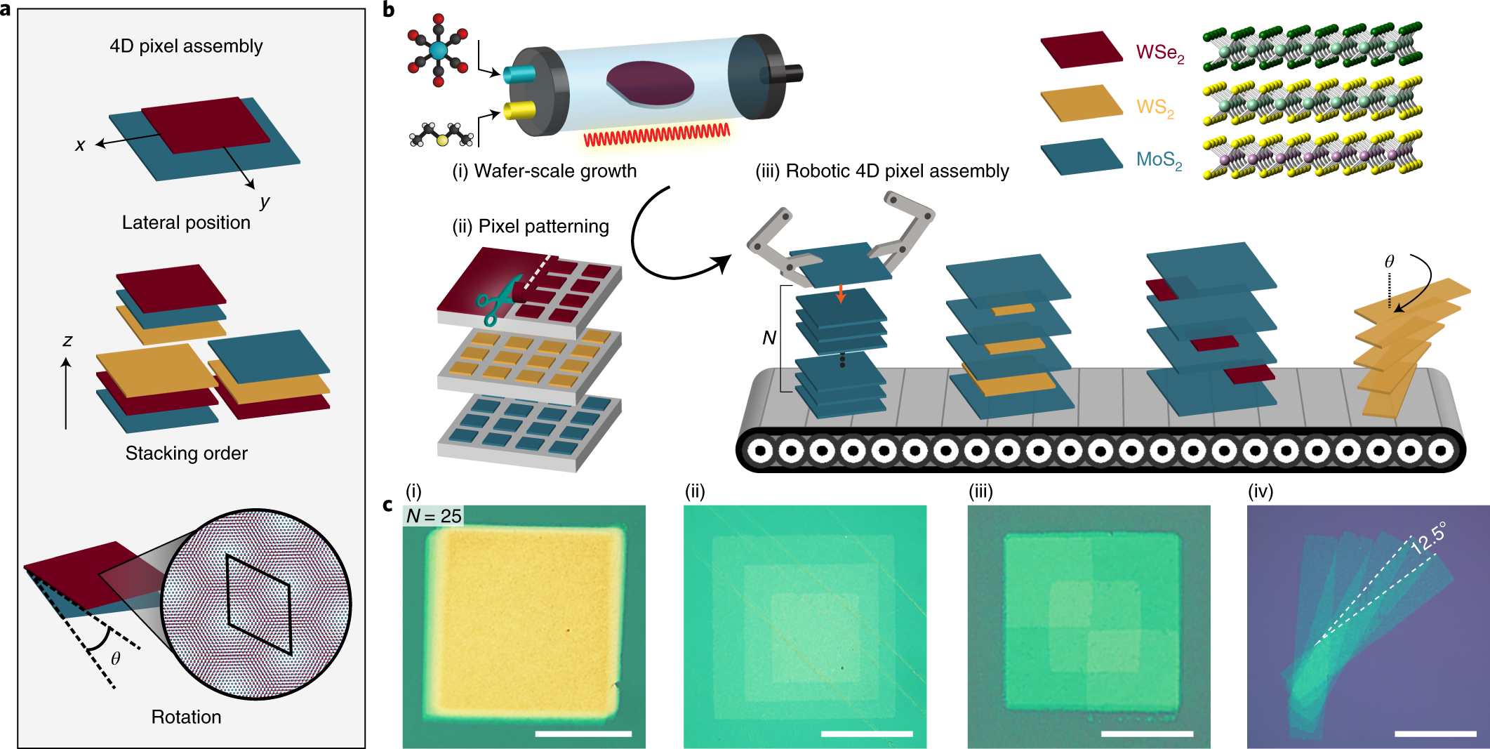 Robotic four-dimensional pixel assembly of van der Waals solids | Nature  Nanotechnology