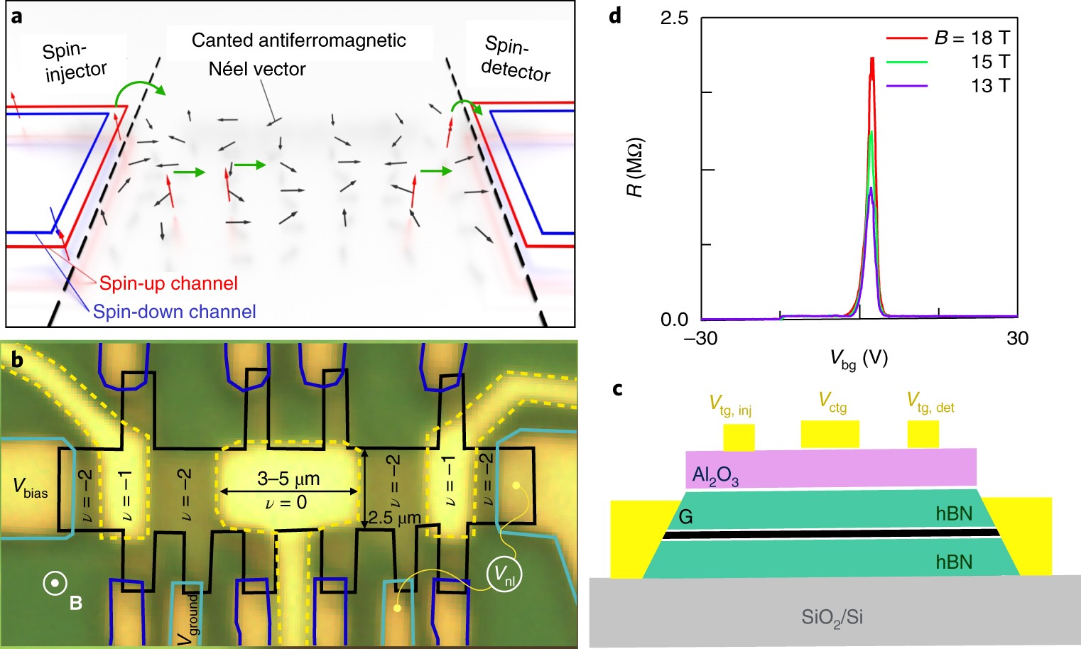 Long-distance spin transport through a graphene quantum Hall  antiferromagnet | Nature Physics