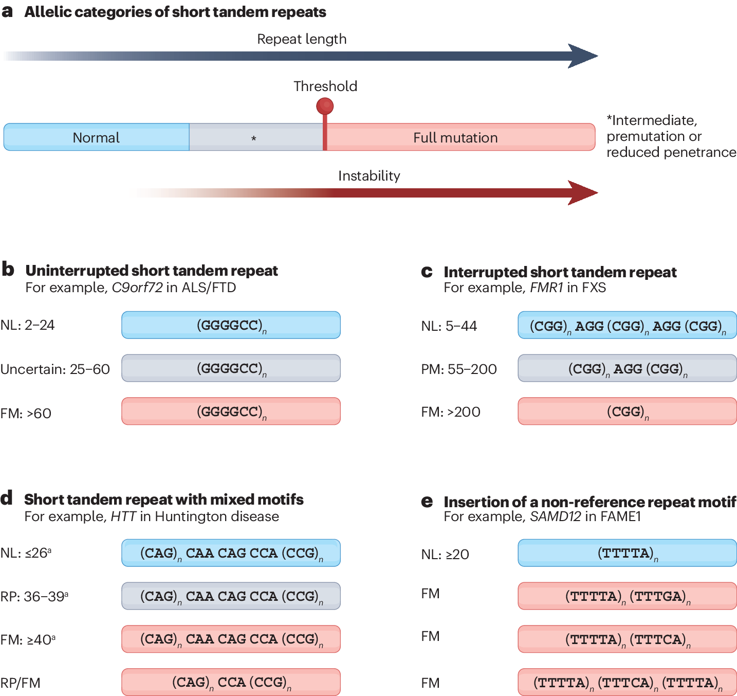 Sequence composition changes in short tandem repeats: heterogeneity,  detection, mechanisms and clinical implications | Nature Reviews Genetics