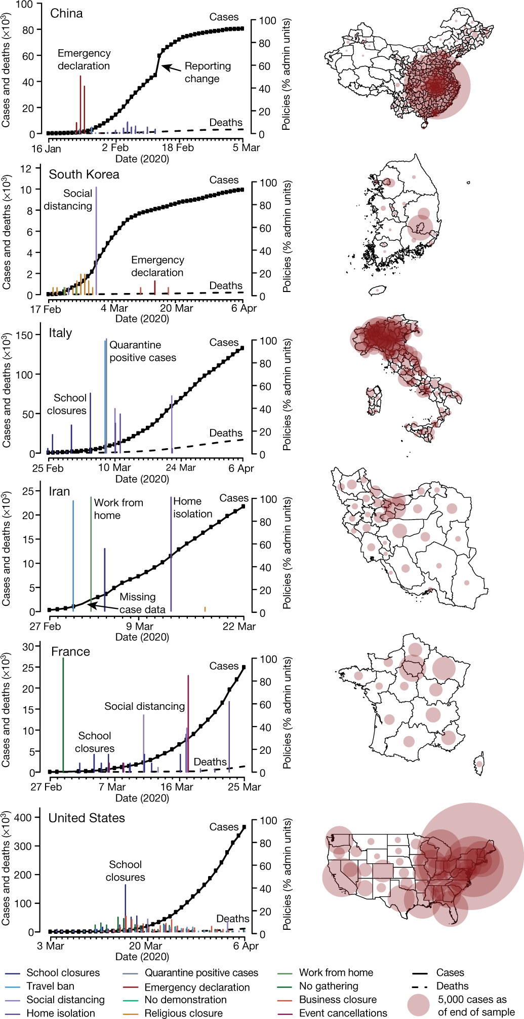 The effect of large-scale anti-contagion policies on the COVID-19 pandemic