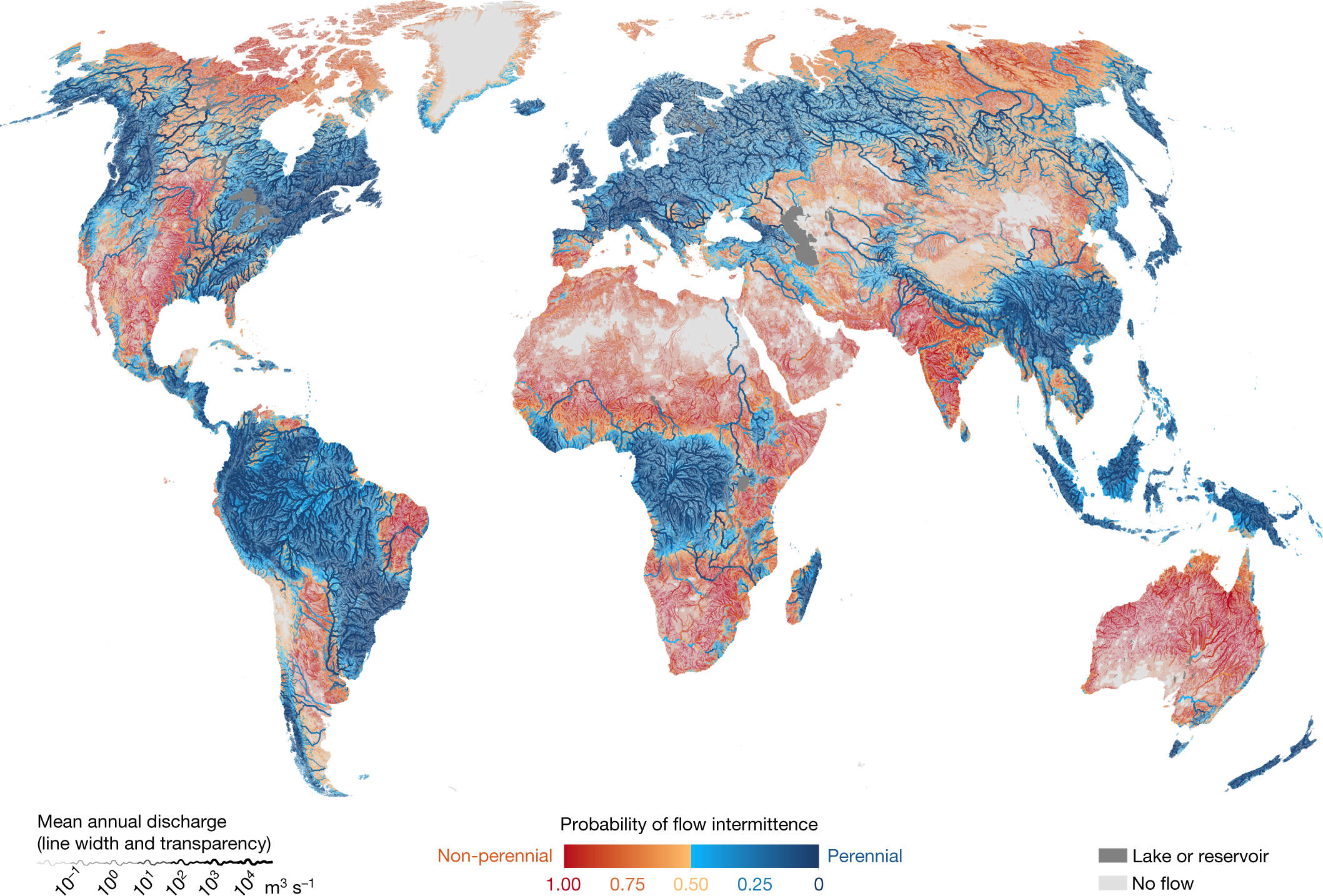 Global prevalence of non-perennial rivers and streams | Nature