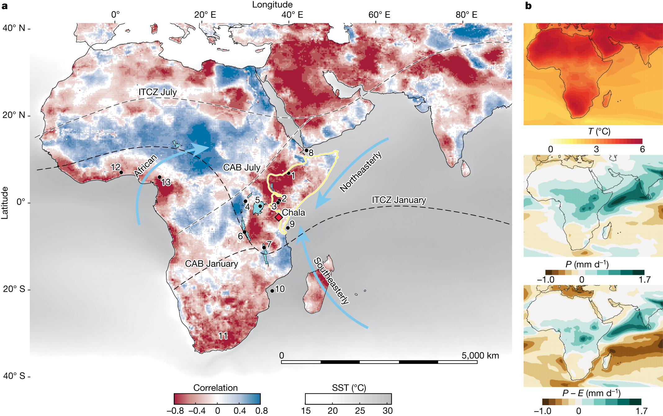 Reversed Holocene temperature–moisture relationship in the Horn of Africa |  Nature