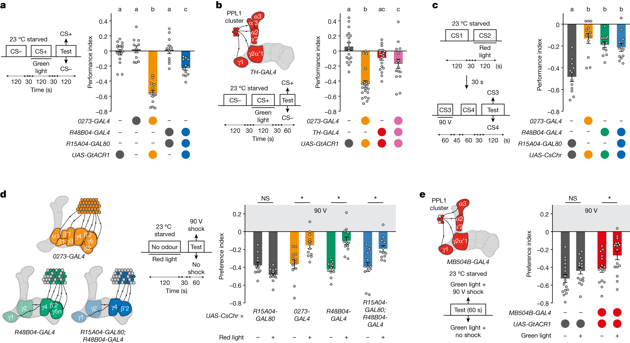Fig. 3: Reward DANs antagonize aversive DAN function.