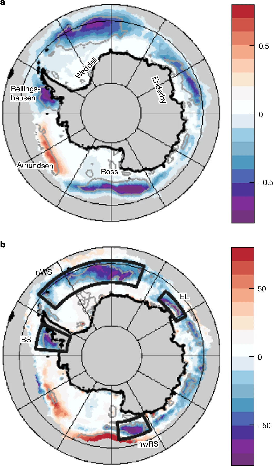 As anomalias do fluxo de calor líquido do gelo marinho e da superfície revelam o aumento da perda de calor do oceano para a atmosfera nas regiões de declínio do gelo