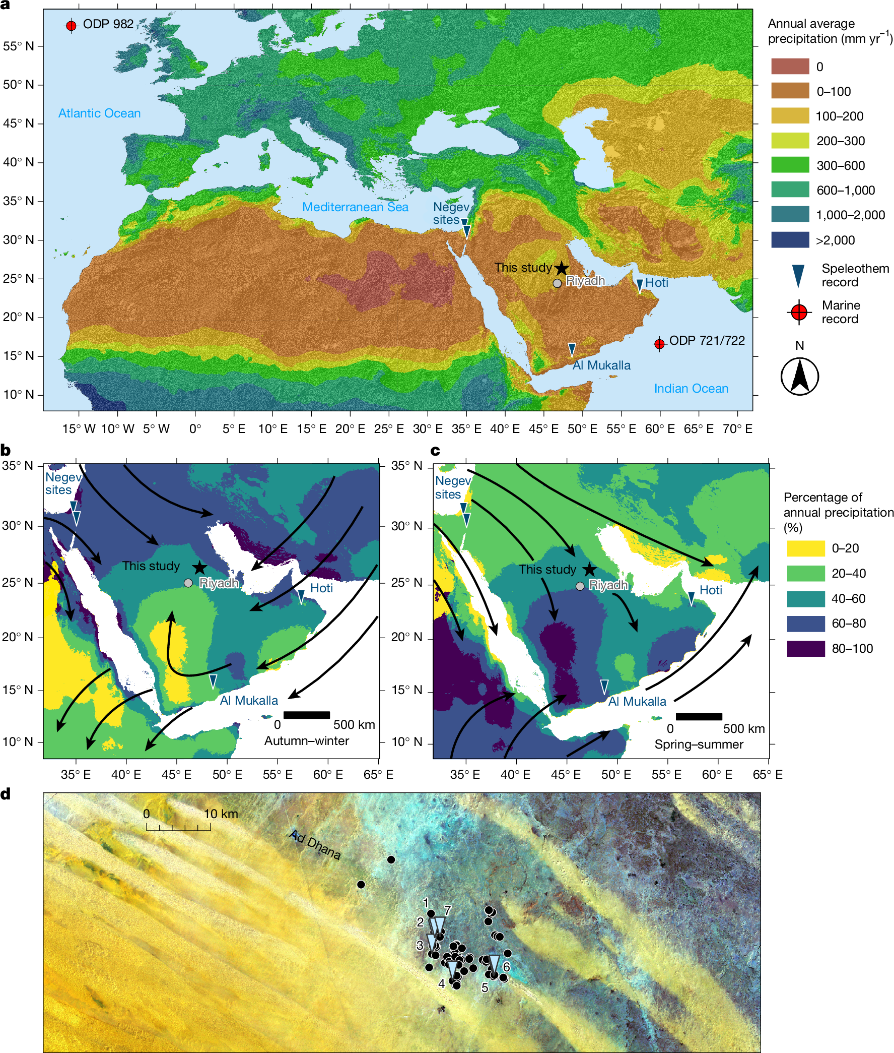 Recurrent humid phases in Arabia over the past 8 million years | Nature
