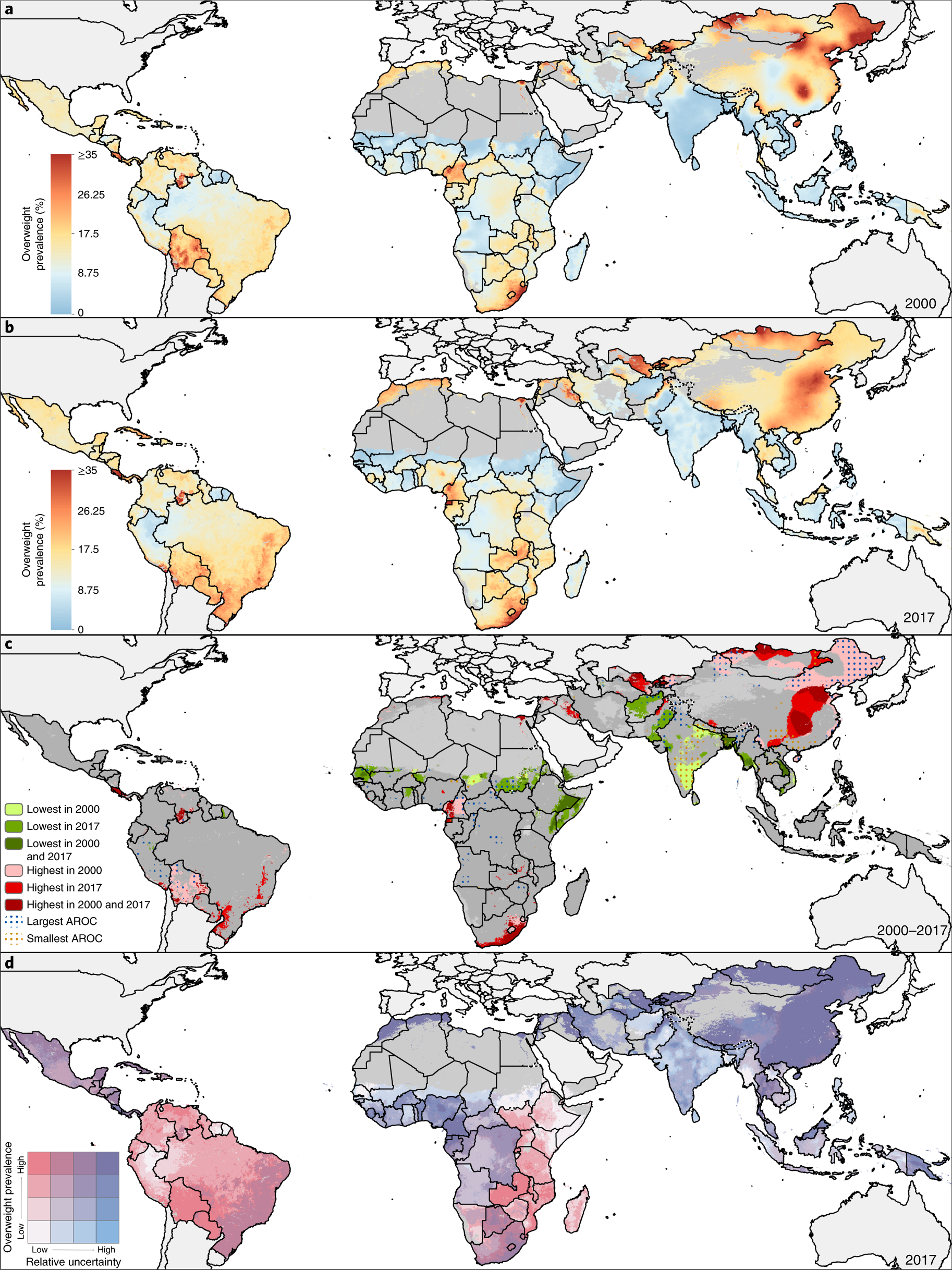 Mapping local patterns of childhood overweight and wasting in low- and  middle-income countries between 2000 and 2017 | Nature Medicine