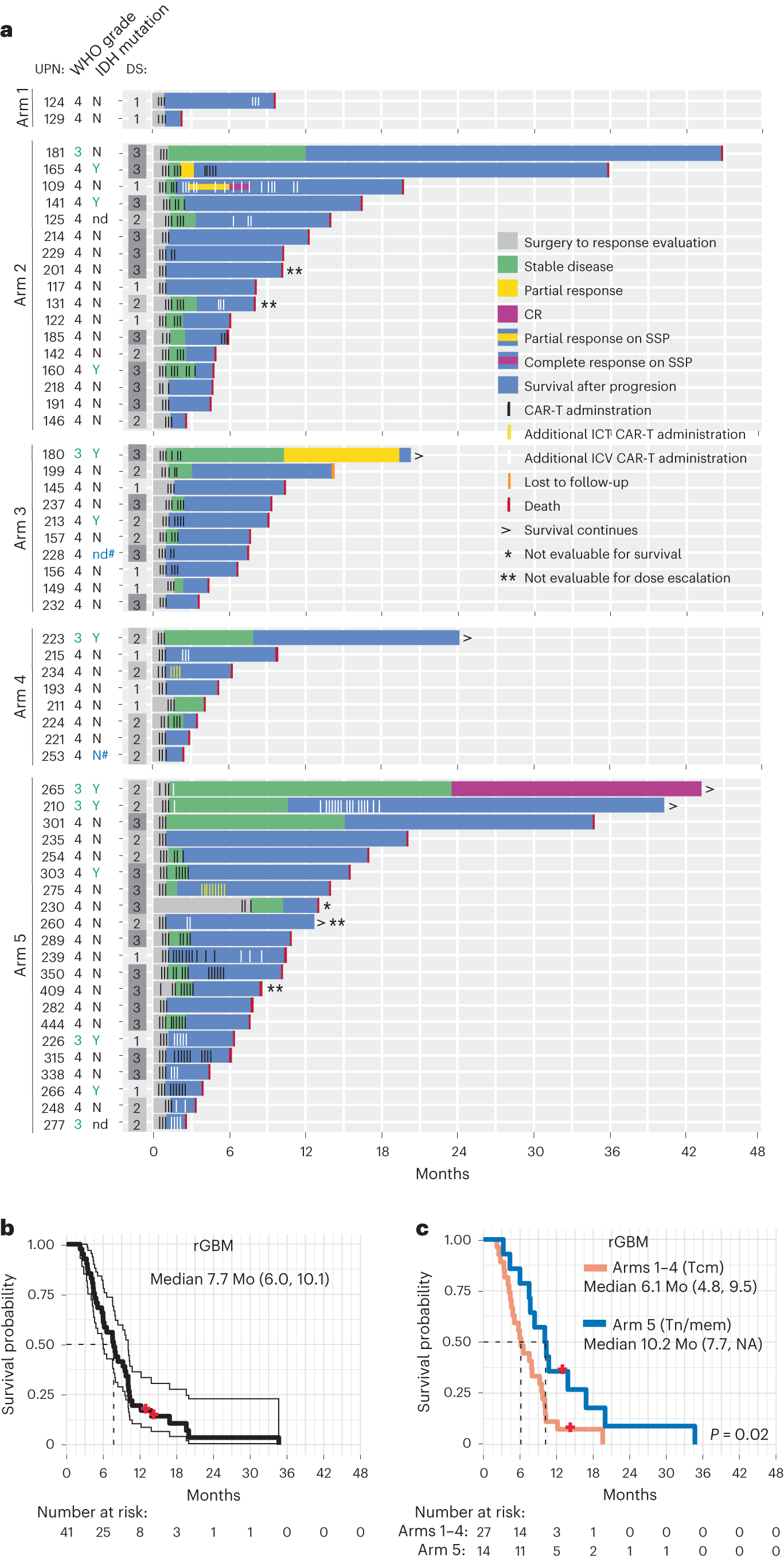 Fig. 2: Clinical activity of locoregionally delivered IL-13Rα2-CAR-T cells.