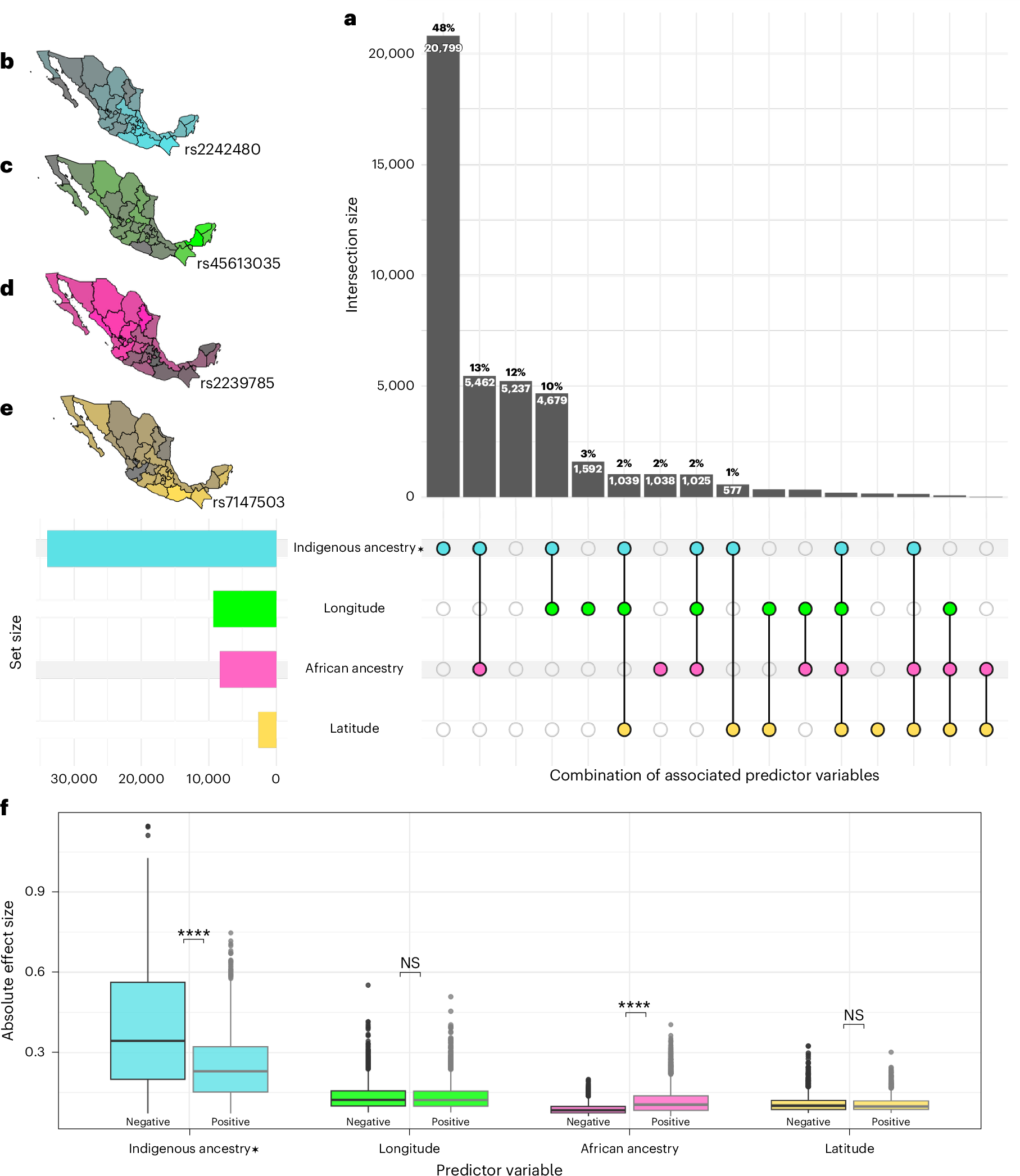 Fig. 4: Geographic and ancestry-related contributions to genetic variation in the MXB.