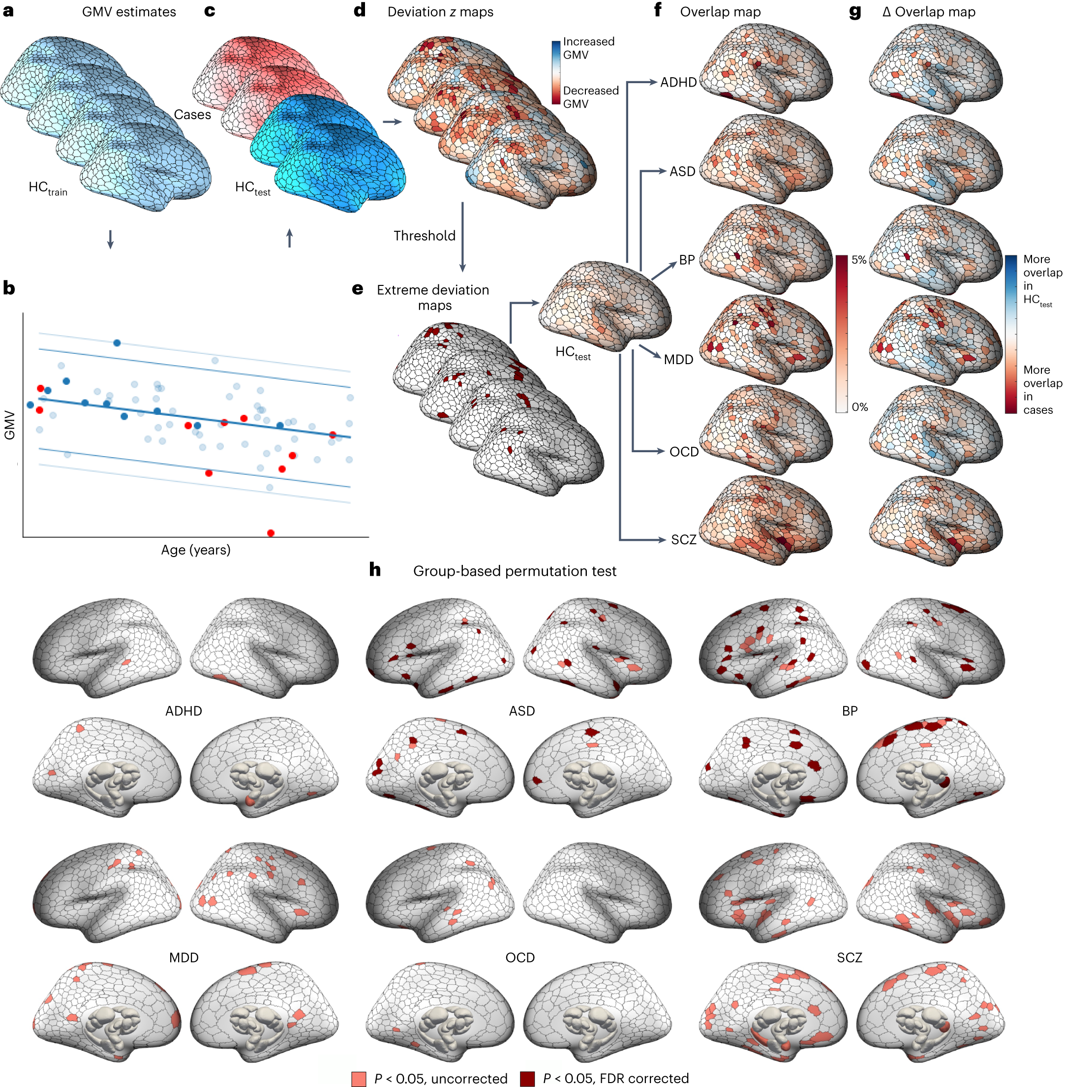 Fig. 2: Regional heterogeneity of extreme negative GMV deviations in each disorder.