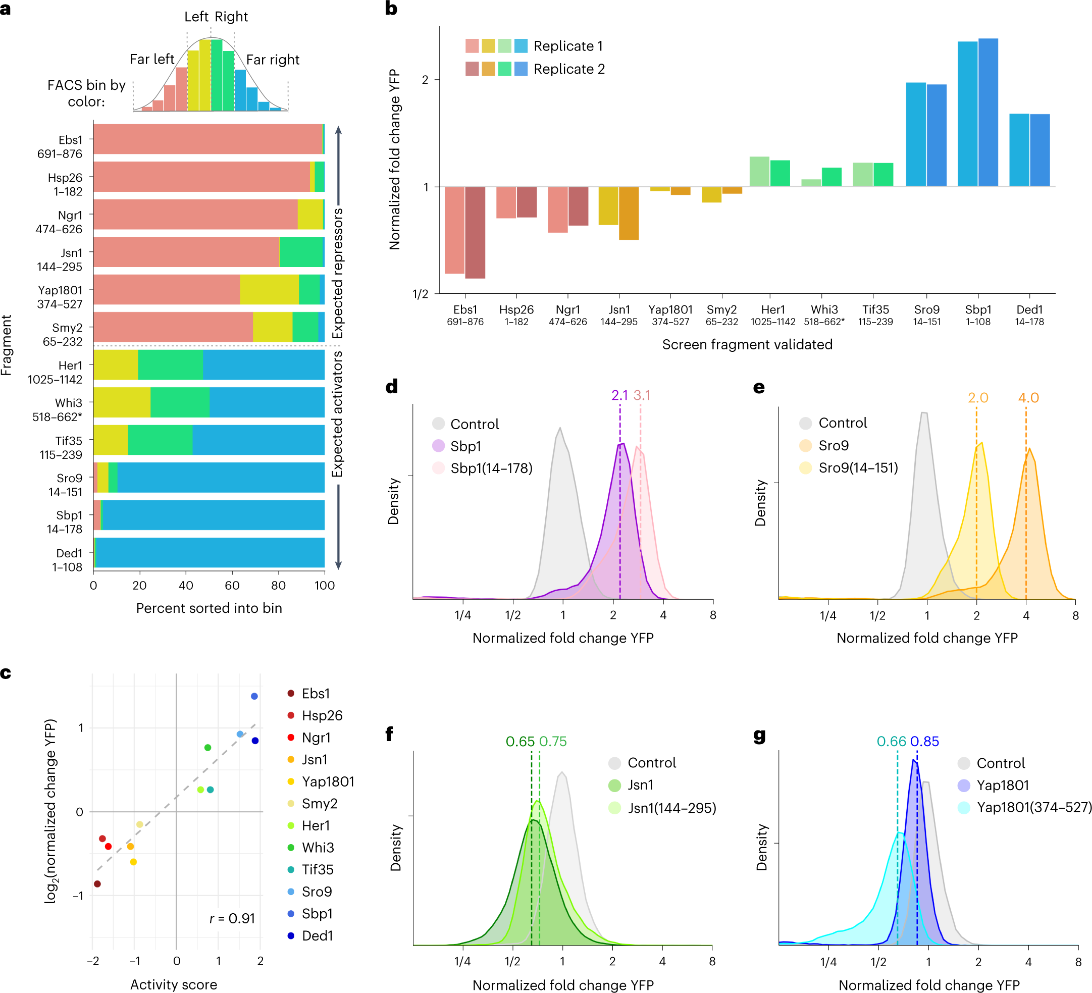 Fig. 3: Protein fragment activity in the tethering screen represents real, verifiable regulatory function.