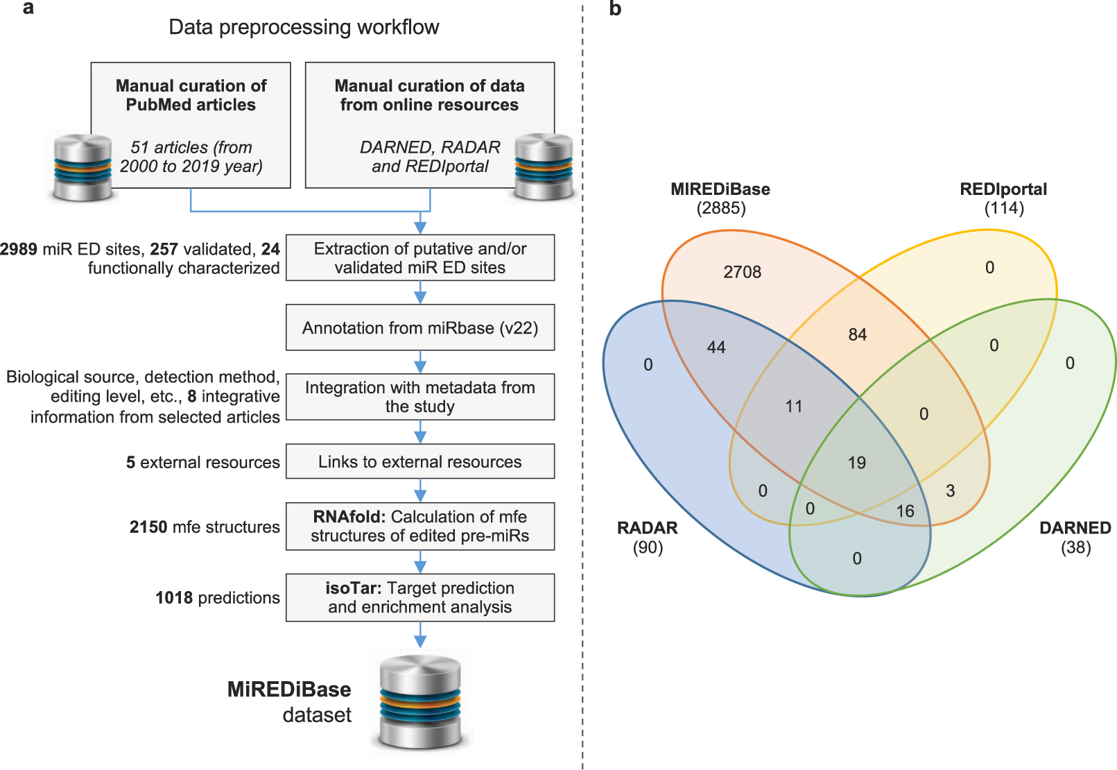 MiREDiBase, a manually curated database of validated and putative editing  events in microRNAs | Scientific Data