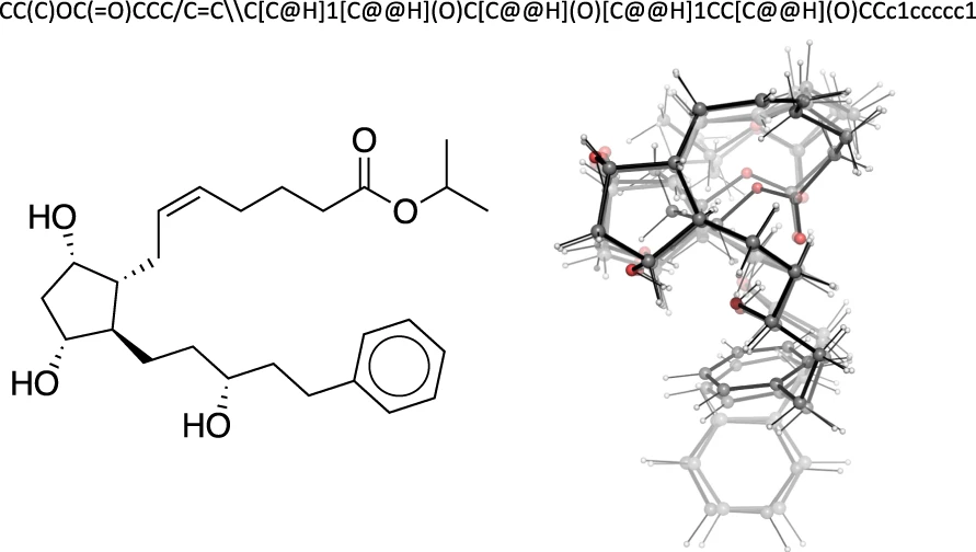 Overlay of conformers for a complex molecule