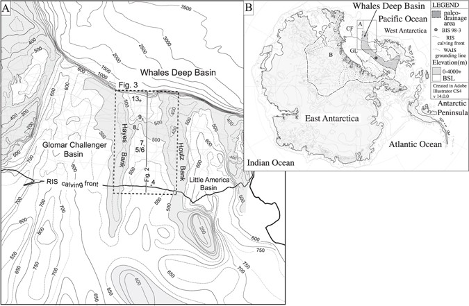 Antarctic location map and bathymetry of western Ross Sea with