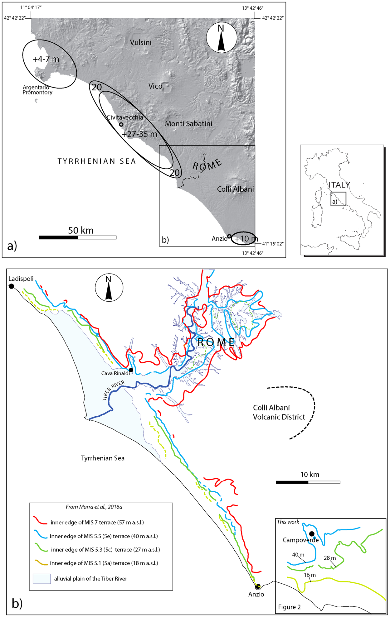 The archaeological ensemble from Campoverde (Agro Pontino, central Italy):  new constraints on the Last Interglacial sea level markers | Scientific  Reports