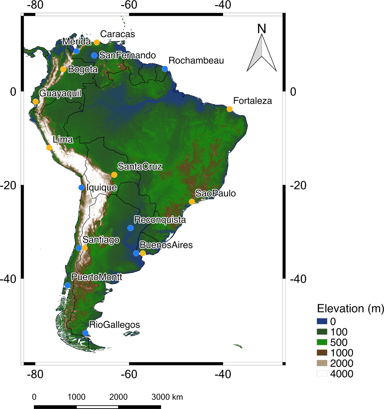 Earth system responses to global change contrasts between north and south america
