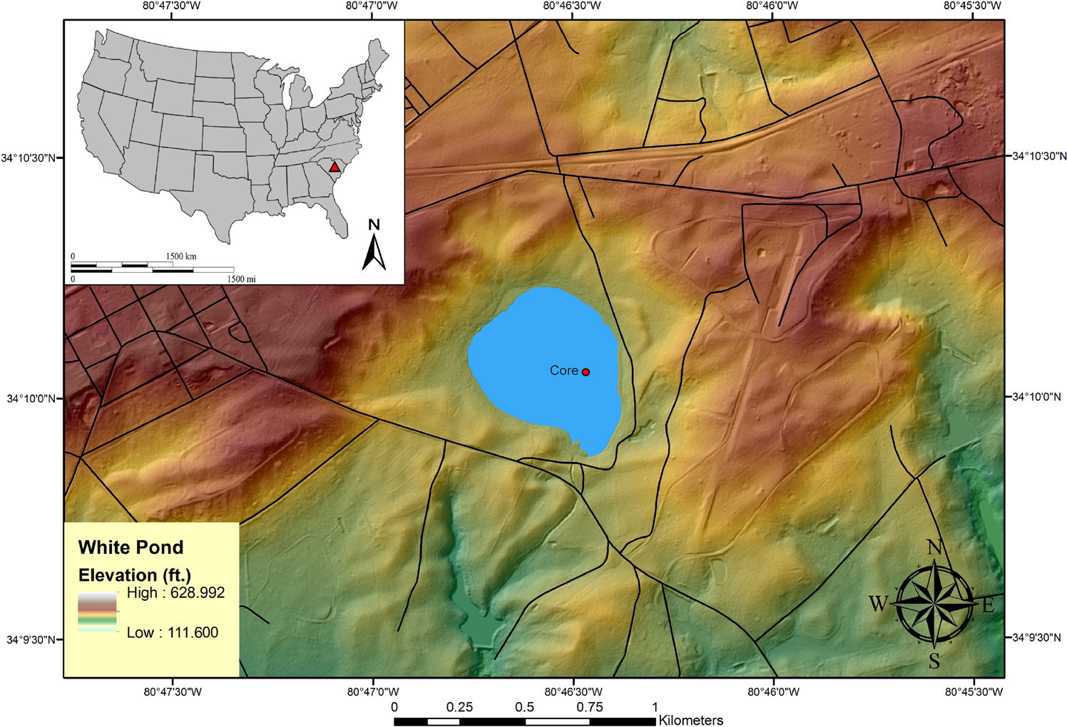 Uofsc Biology Major Map Sediment Cores From White Pond, South Carolina, Contain A Platinum Anomaly,  Pyrogenic Carbon Peak, And Coprophilous Spore Decline At 12.8 Ka |  Scientific Reports