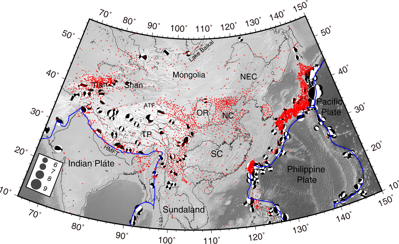 Crustal movement and strain distribution in East Asia revealed by 