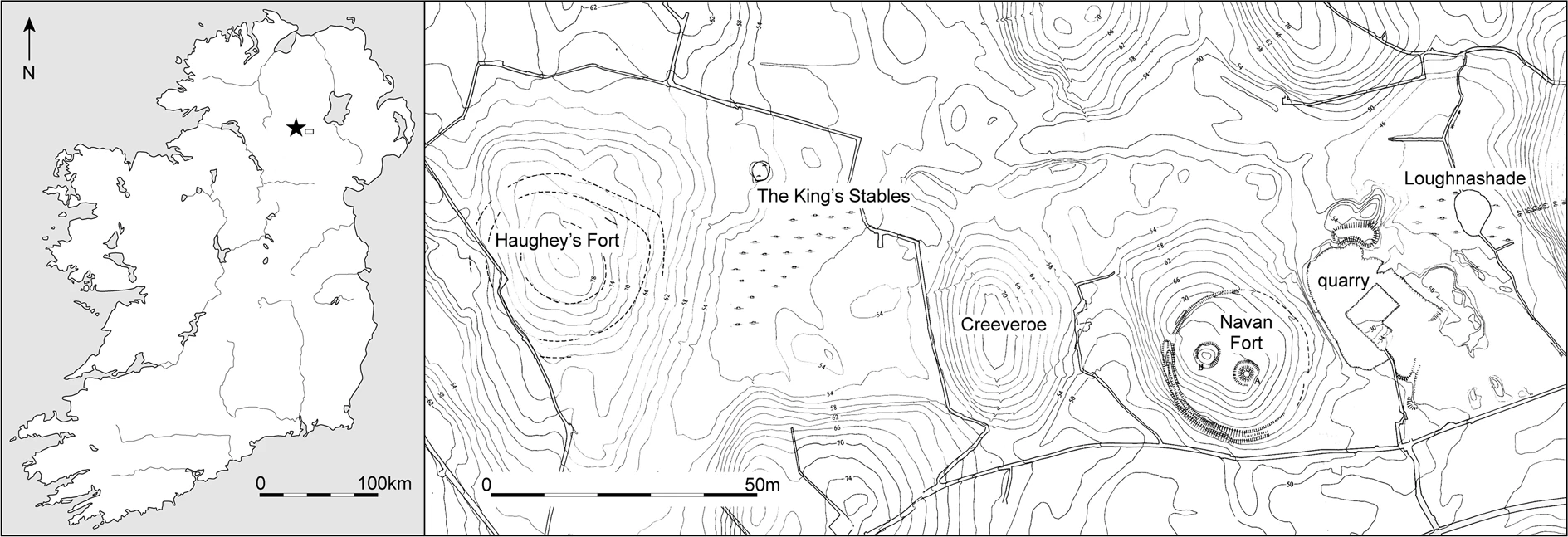 mapa, Navan, Norte Irlanda, arqueología