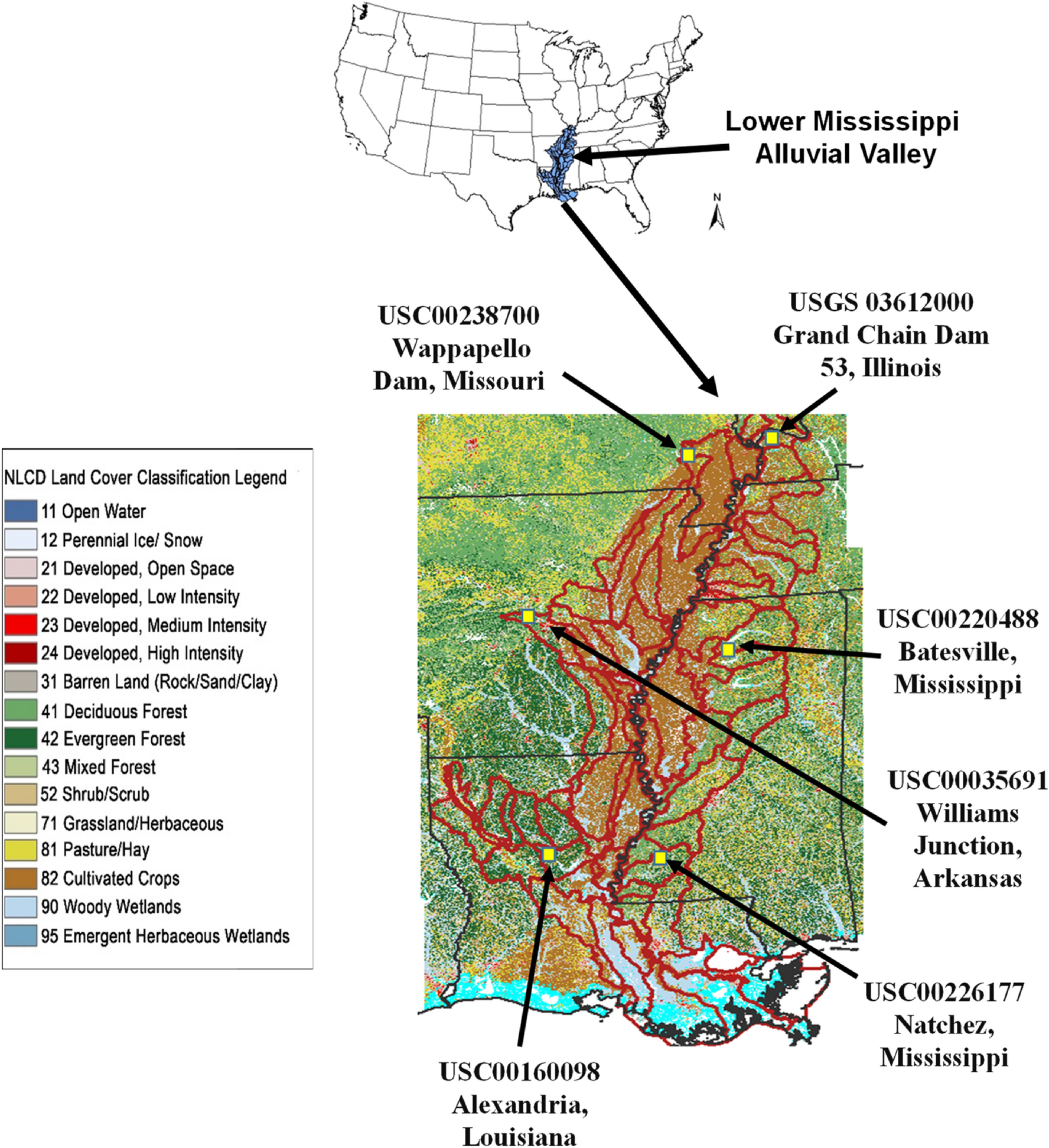 Mississippi River Ontario Map A Century Of Precipitation Trends In Forest Lands Of The Lower Mississippi  River Alluvial Valley | Scientific Reports